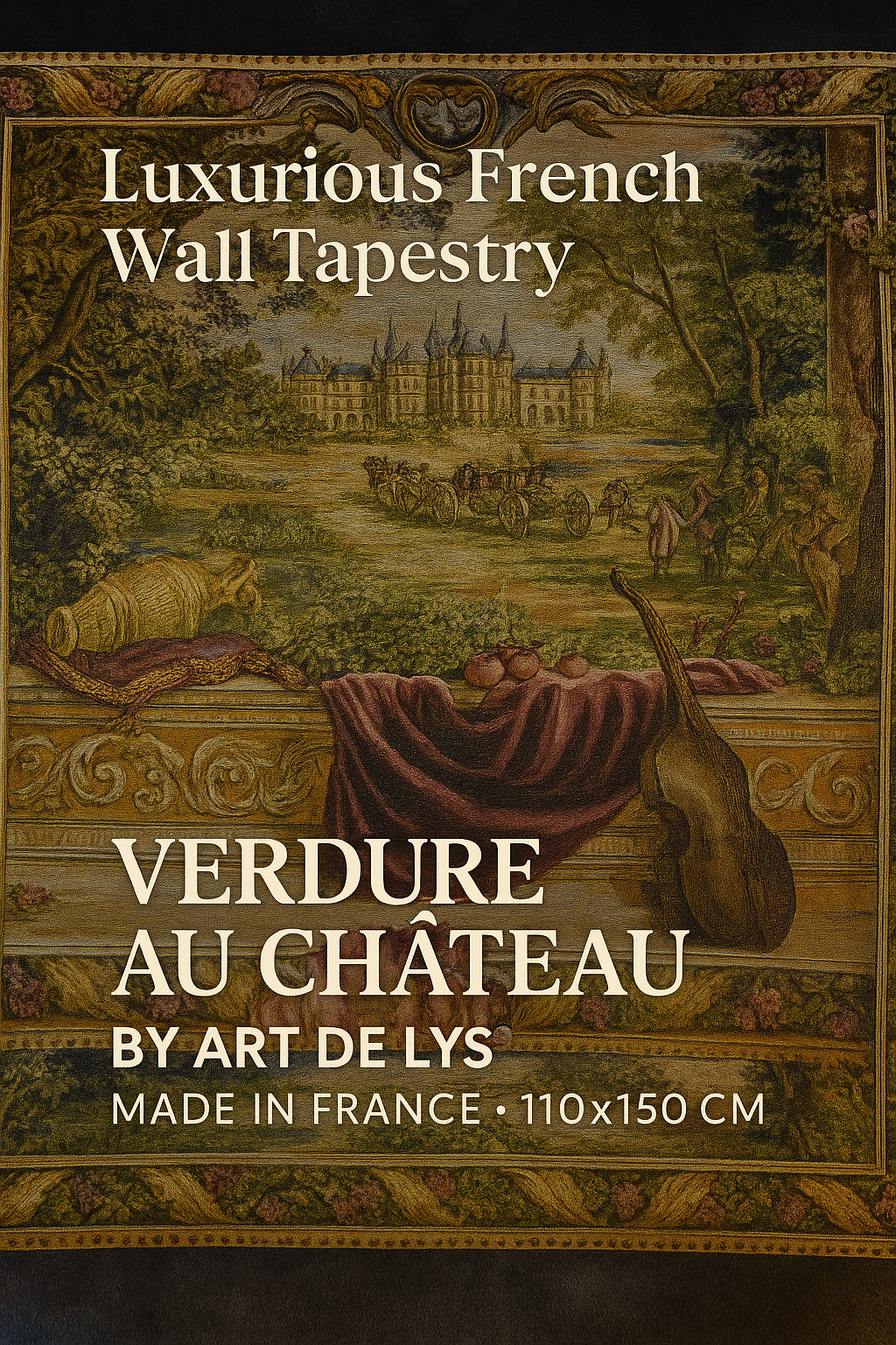 Large French Tapestry Wall Hanging - Verdure Au Château - Art de Lys, 110×150 cm