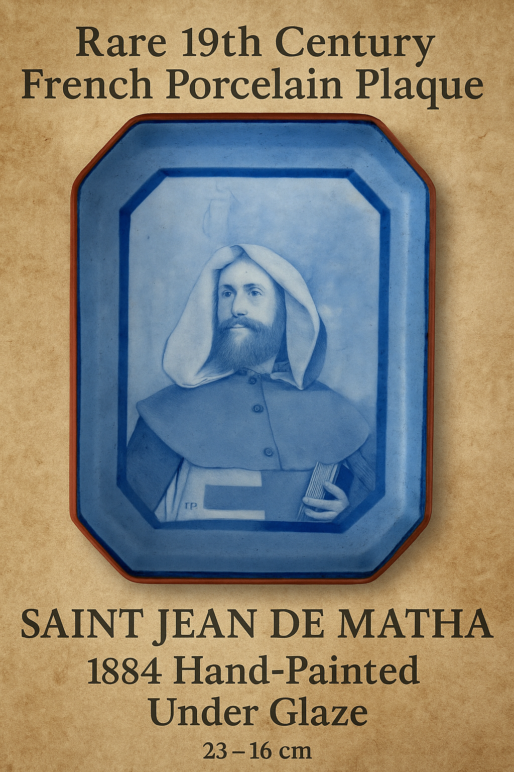 Antique French Porcelain Plaque – Saint Jean de Matha, 1884