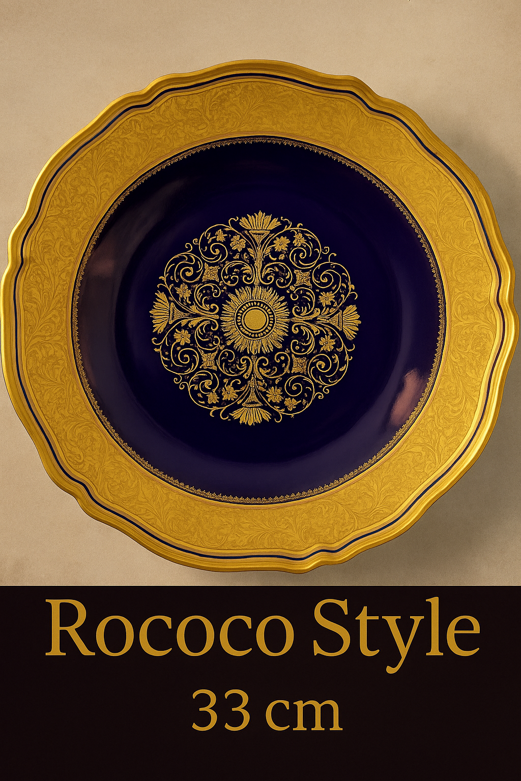Vintage Rosenthal Chippendale Plate – Cobalt Blue & Gold – Rococo Revival – 33 cm – Germany