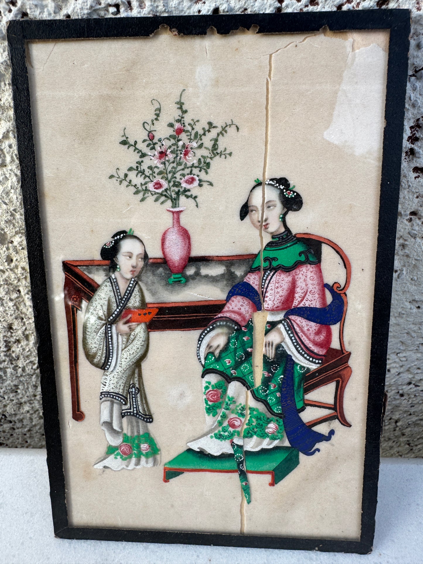 Antique Chinese Pith Paper Paintings - Set of 6 - 19th Century Canton School - Hand Painted Export Art
