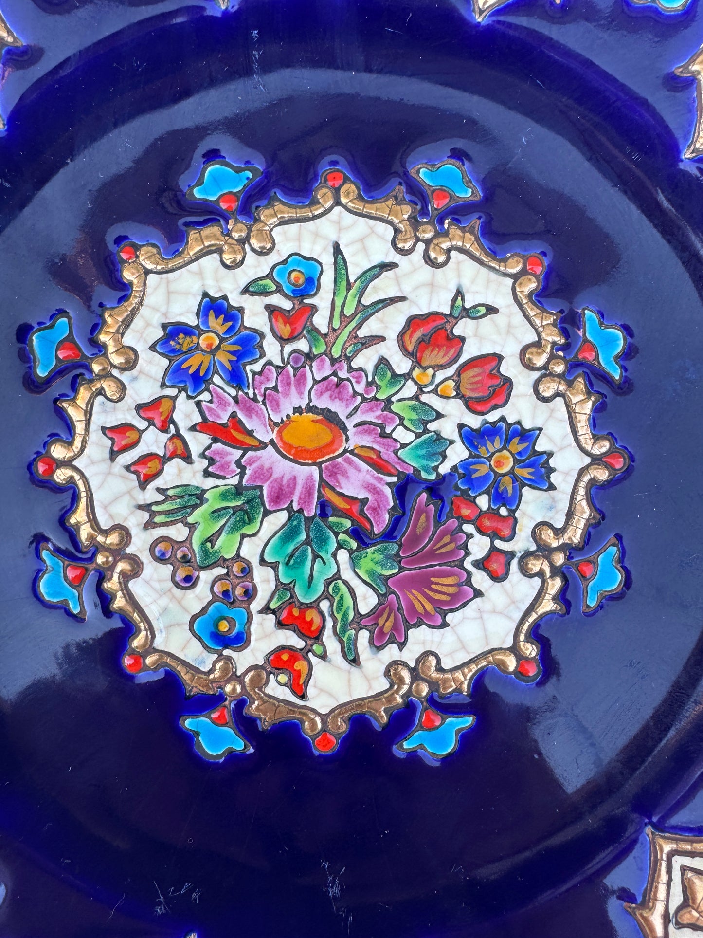 Vintage Longwy Plate – Renaissance Series by Chevallier – 1930s French Enamel Faience
