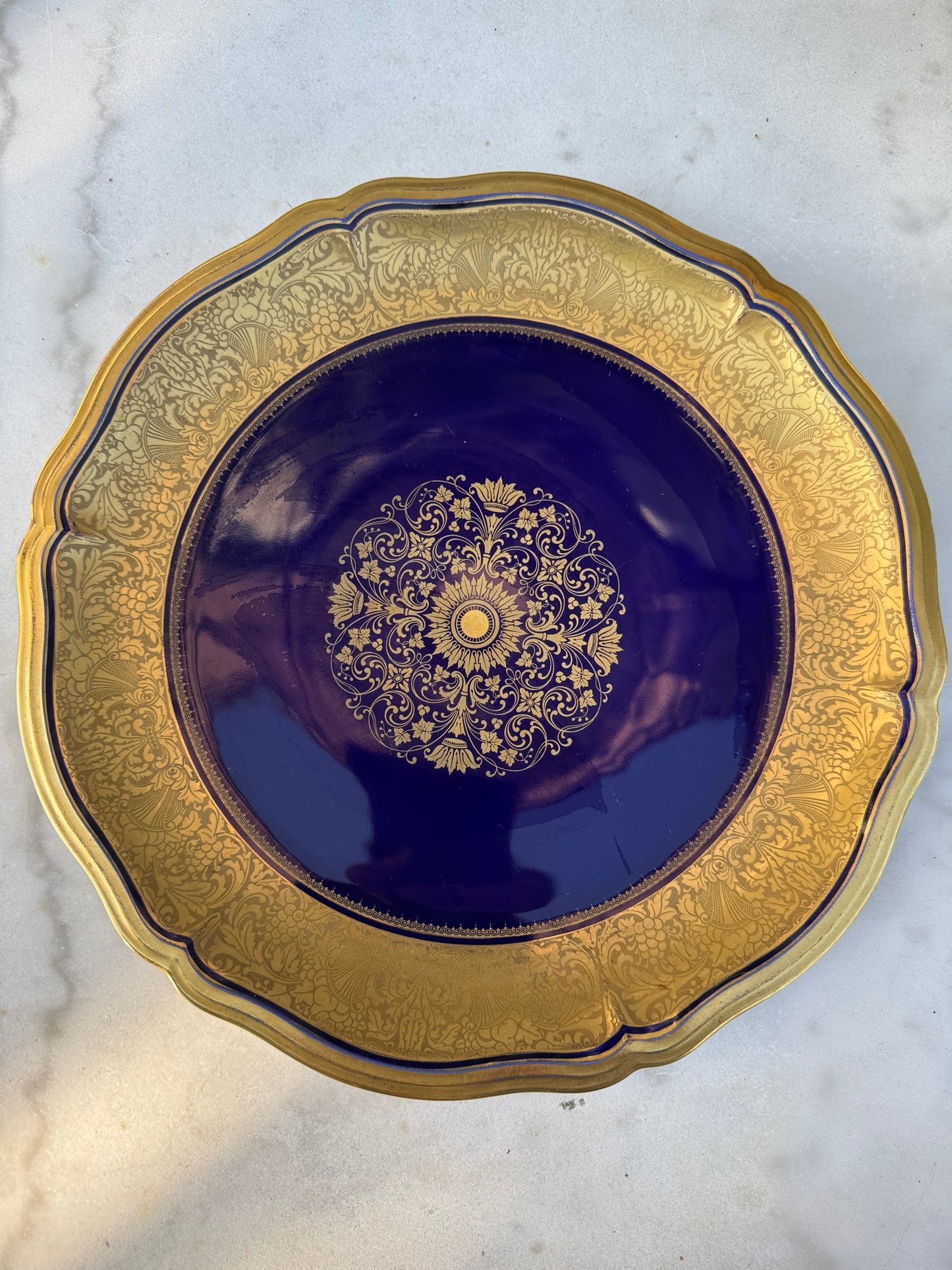 Vintage Rosenthal Chippendale Plate – Cobalt Blue & Gold – Rococo Revival – 33 cm – Germany