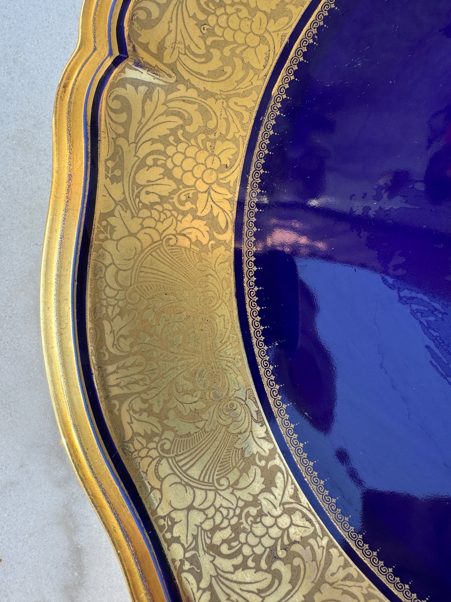 Vintage Rosenthal Chippendale Plate – Cobalt Blue & Gold – Rococo Revival – 33 cm – Germany