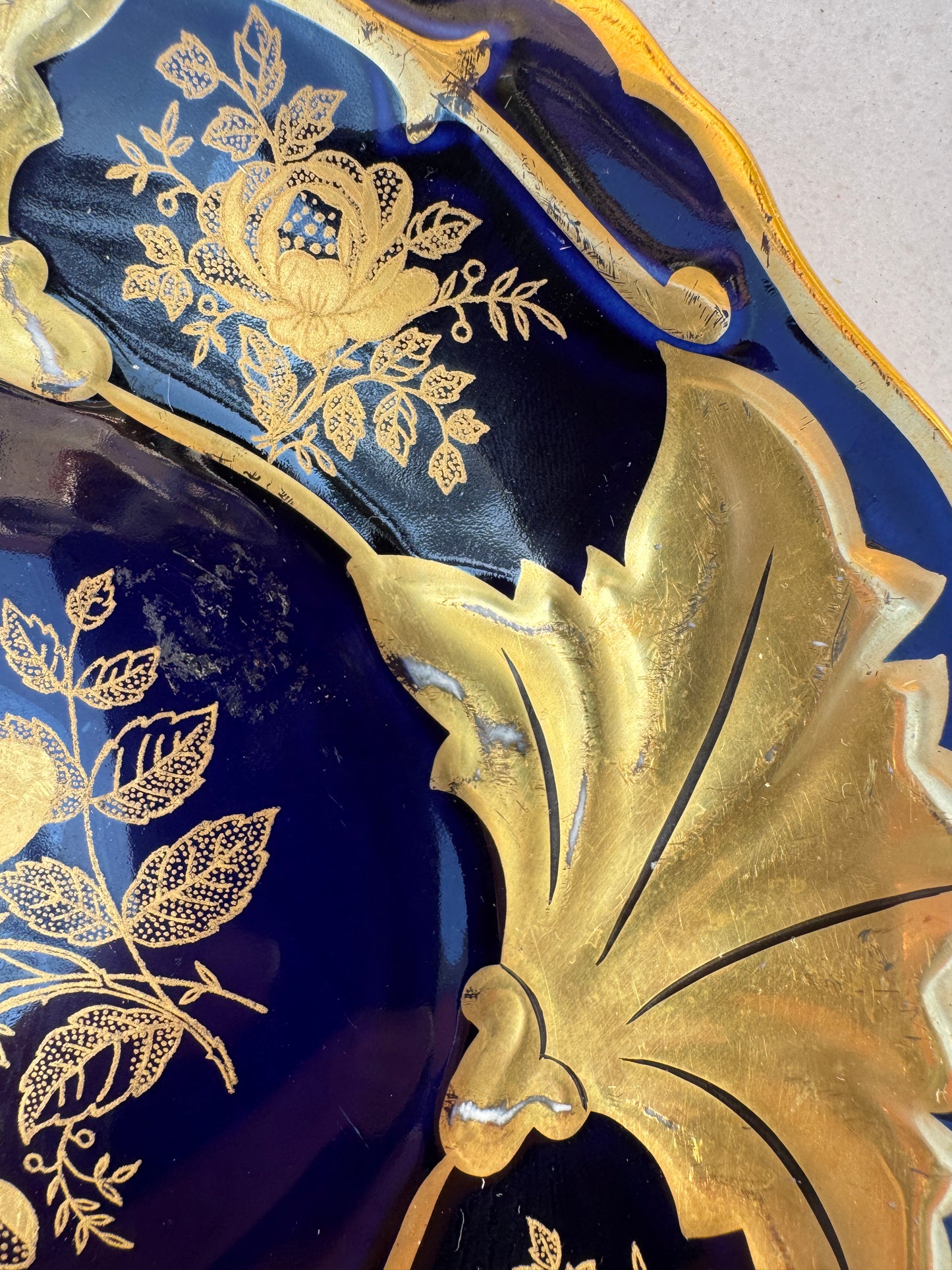 Vintage Weimar Porzellan Plate – Echt Weimar Kobalt – “Jutta” Pattern – Cobalt Blue & Gold – 19 cm