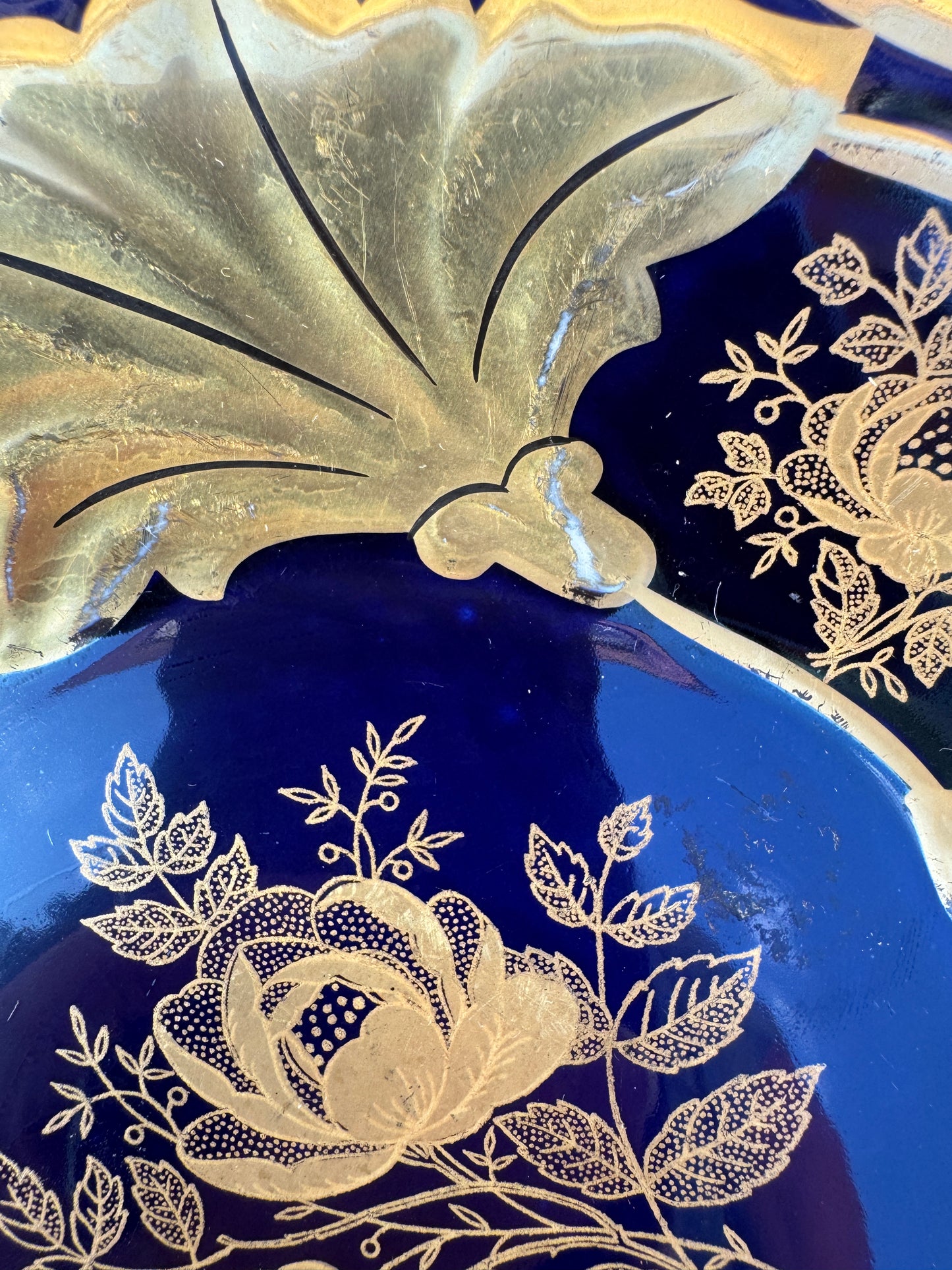 Vintage Weimar Porzellan Plate – Echt Weimar Kobalt – “Jutta” Pattern – Cobalt Blue & Gold – 19 cm