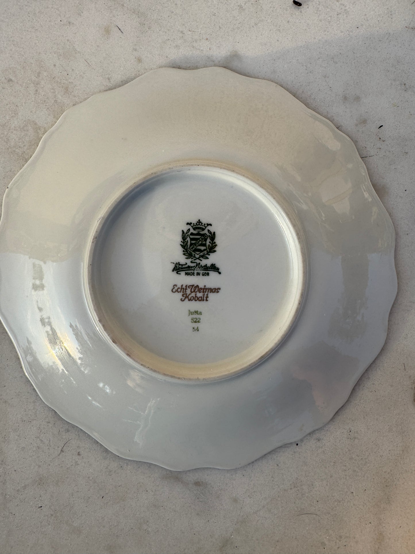 Vintage Weimar Porzellan Plate – Echt Weimar Kobalt – “Jutta” Pattern – Cobalt Blue & Gold – 19 cm
