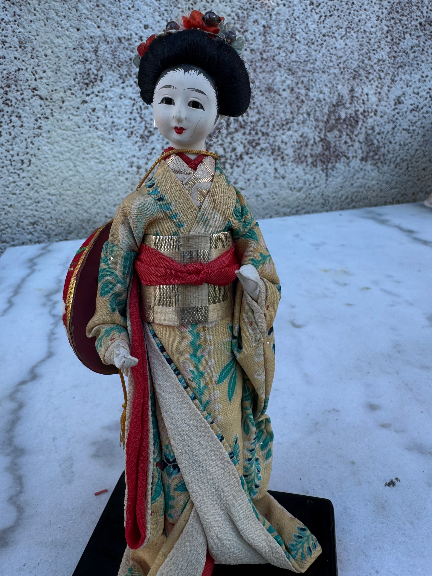 Vintage Japanese Geisha Doll – Ichimatsu Ningyo with Embroidered Hat