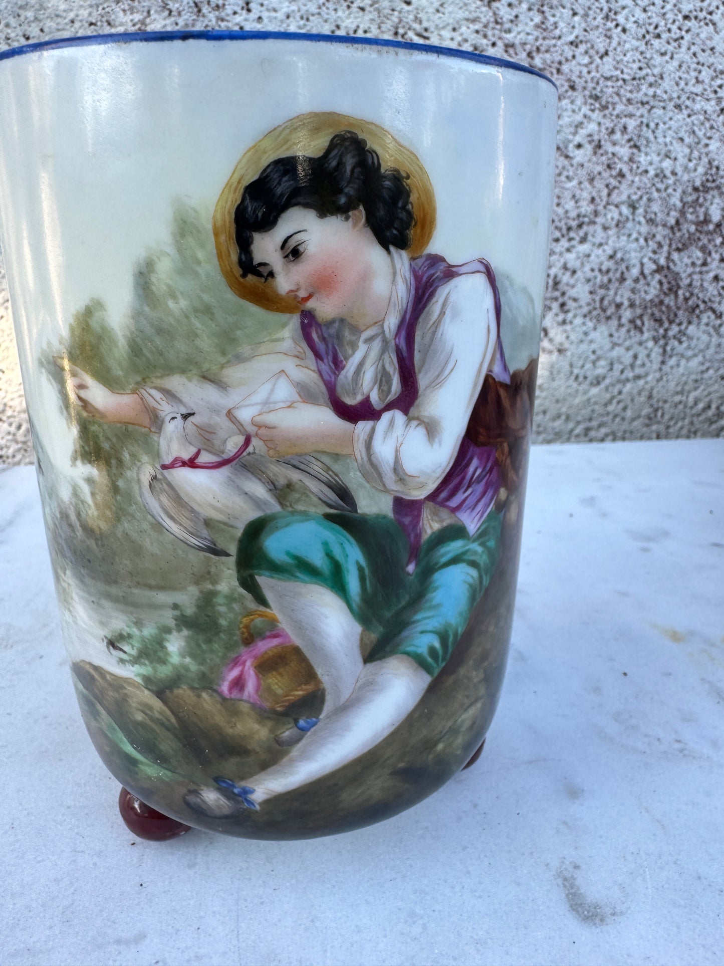 Hand Painted Porcelain Cachepot with Romantic Scene – French or Viennese Porcelain, Late 19th Century