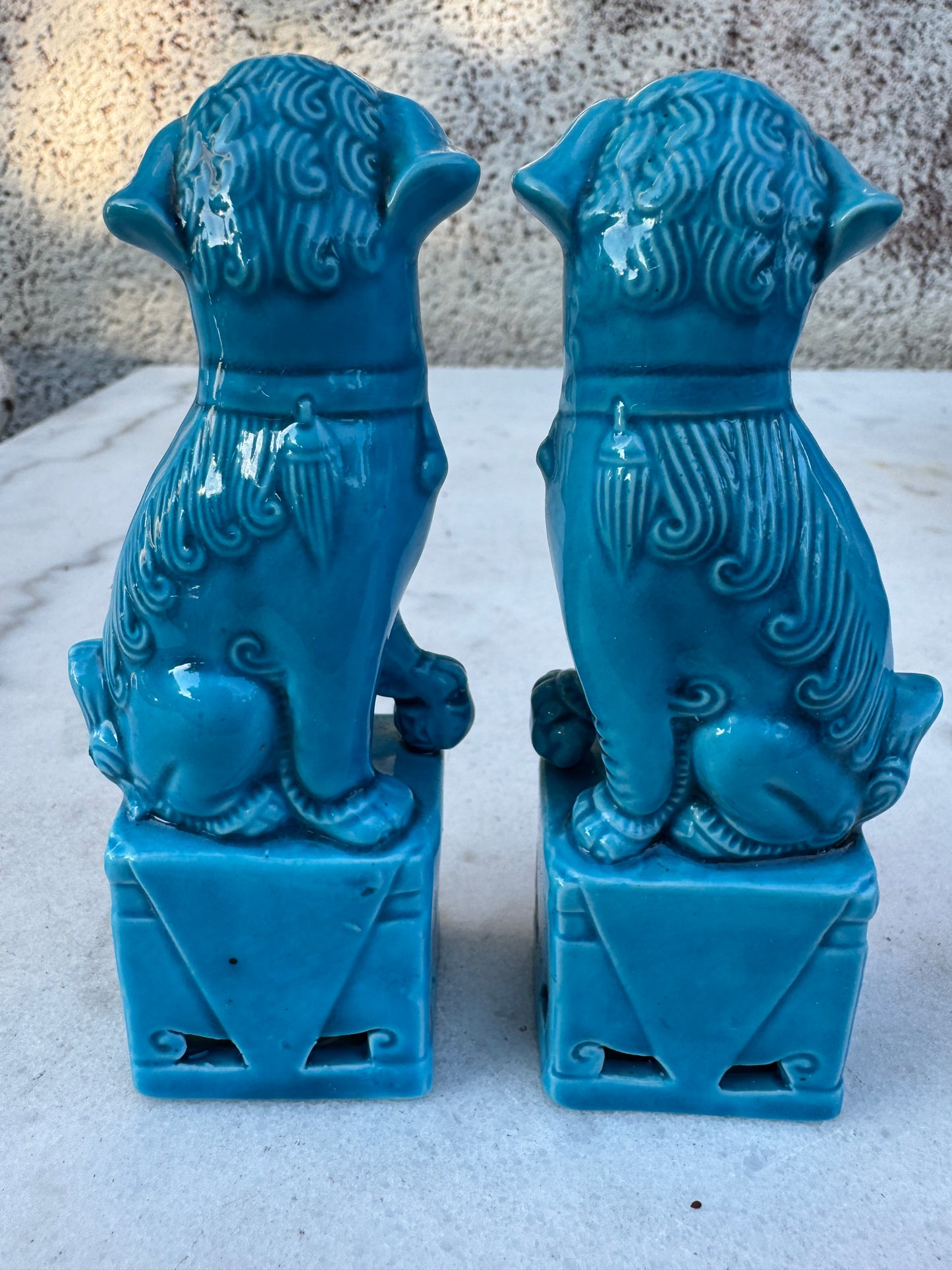 Pair of Vintage Chinese Turquoise Foo Dogs – Guardian Lions, 12 cm Tall