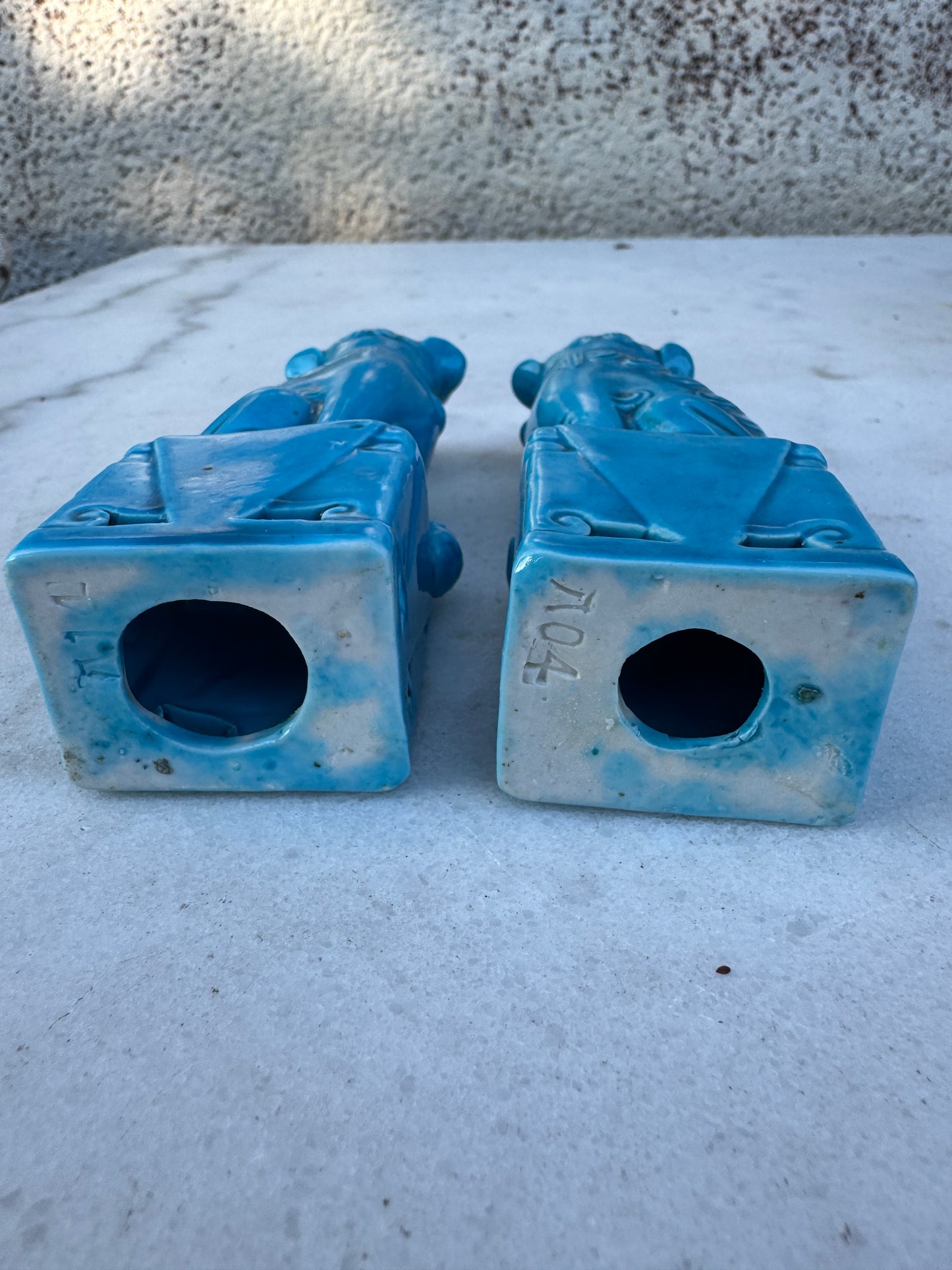 Pair of Vintage Chinese Turquoise Foo Dogs – Guardian Lions, 12 cm Tall