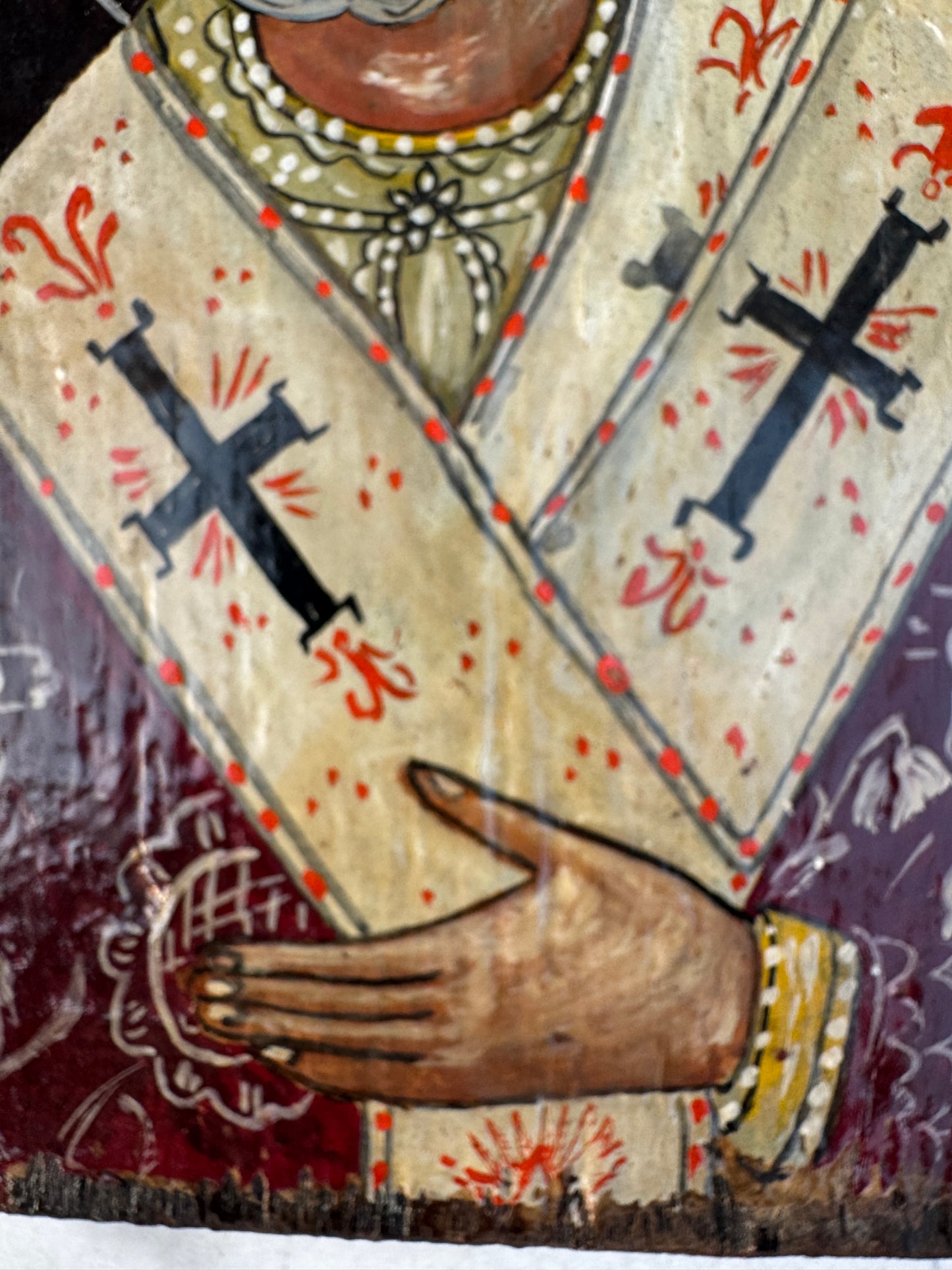 Hand-Painted Orthodox Icon of Saint Nicholas – Tempera on Aged Wood – Byzantine Style – 28×15 cm