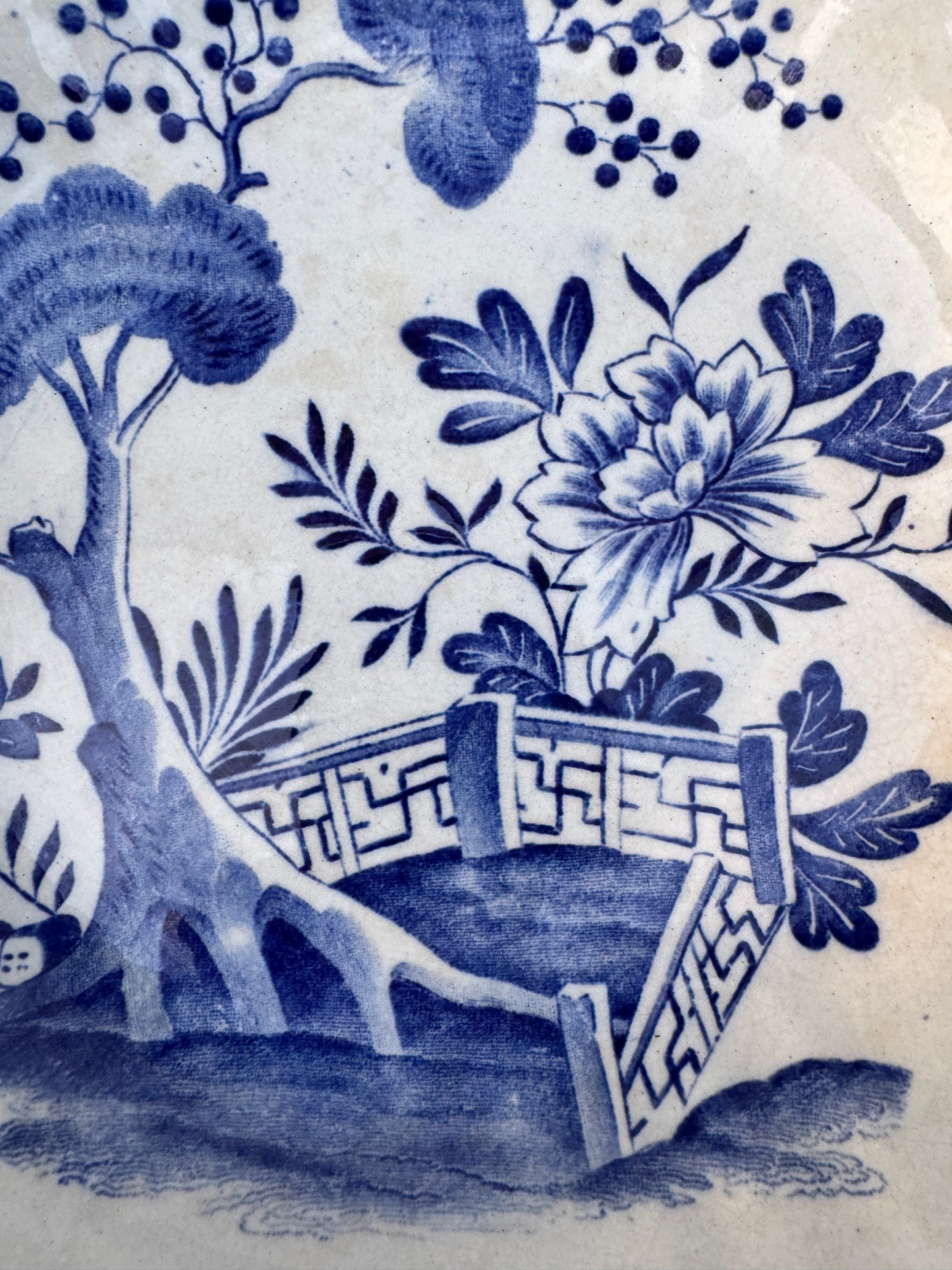 Antique Creil & Montereau 'Hollandais' – 19th Century French Terre de Fer Plate – Blue & White Transferware – 24 cm