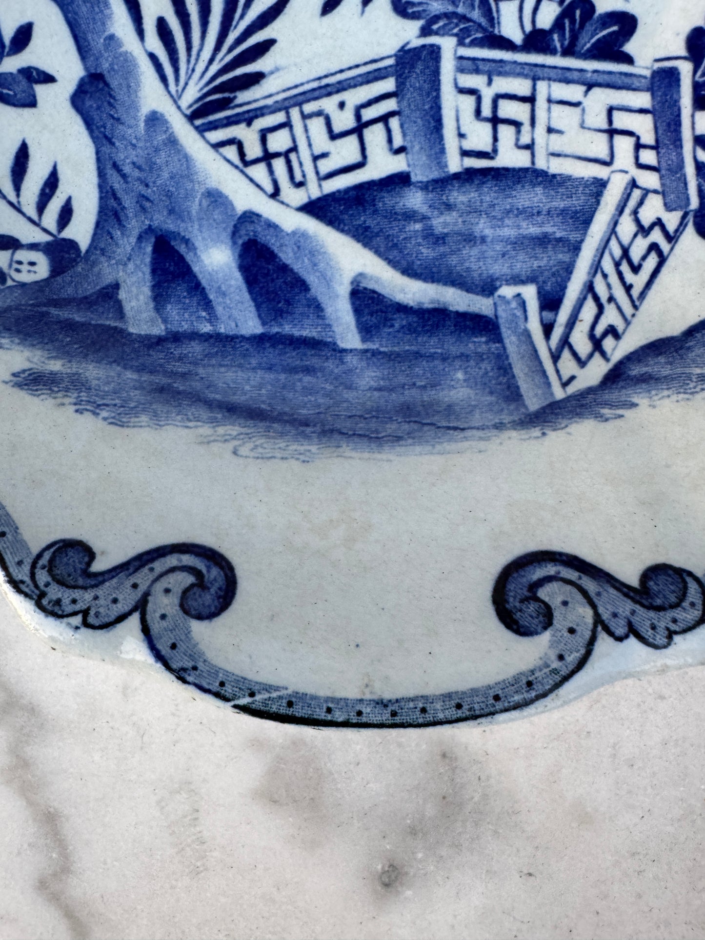 Antique Creil & Montereau 'Hollandais' – 19th Century French Terre de Fer Plate – Blue & White Transferware – 24 cm