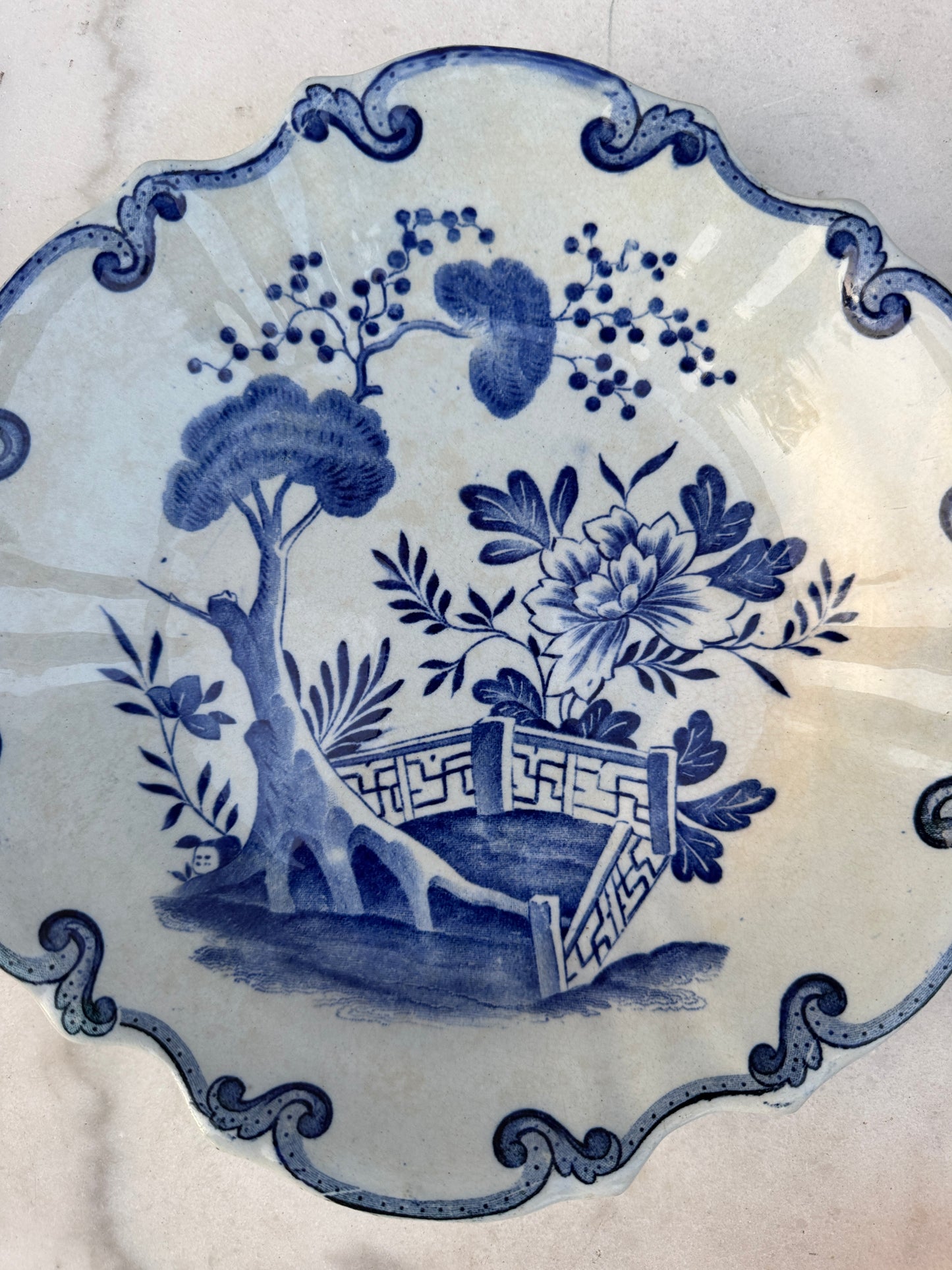 Antique Creil & Montereau 'Hollandais' – 19th Century French Terre de Fer Plate – Blue & White Transferware – 24 cm