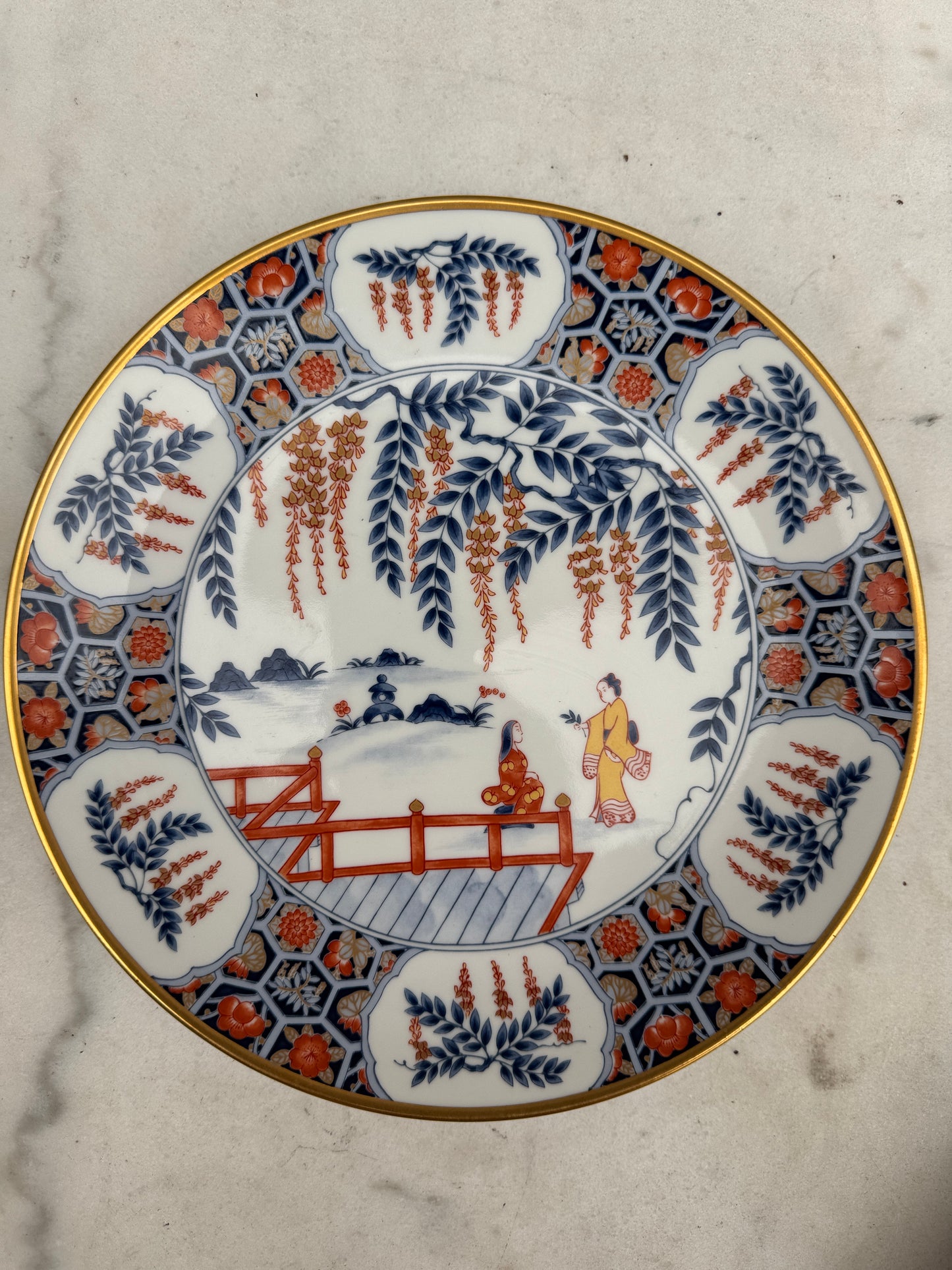 Vintage Japanese Imari Style Decorative Plate, Limited Edition Porcelain, 23 cm — Sold Individually