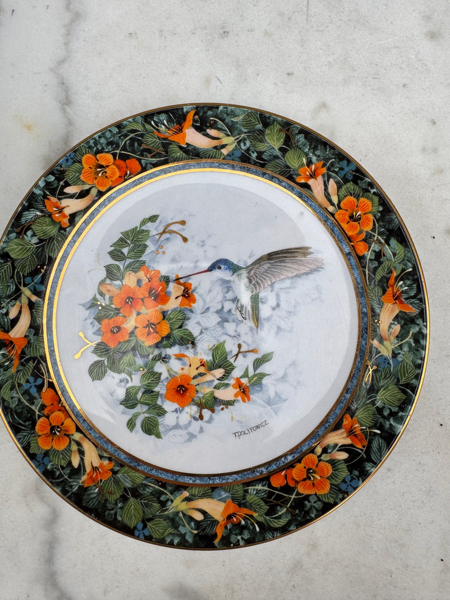Royal Doulton Hummingbird Plate, Franklin Mint Limited Edition, Fine Bone China, 21 cm — Sold Individually