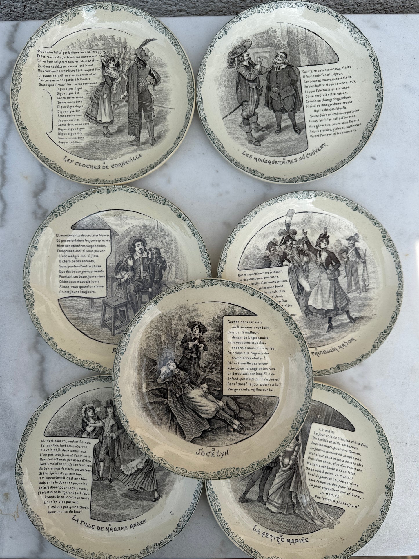 Antique French HB & Cie Terre de Fer Plate – Les Cloches de Corneville – 20 cm – Sold Individually
