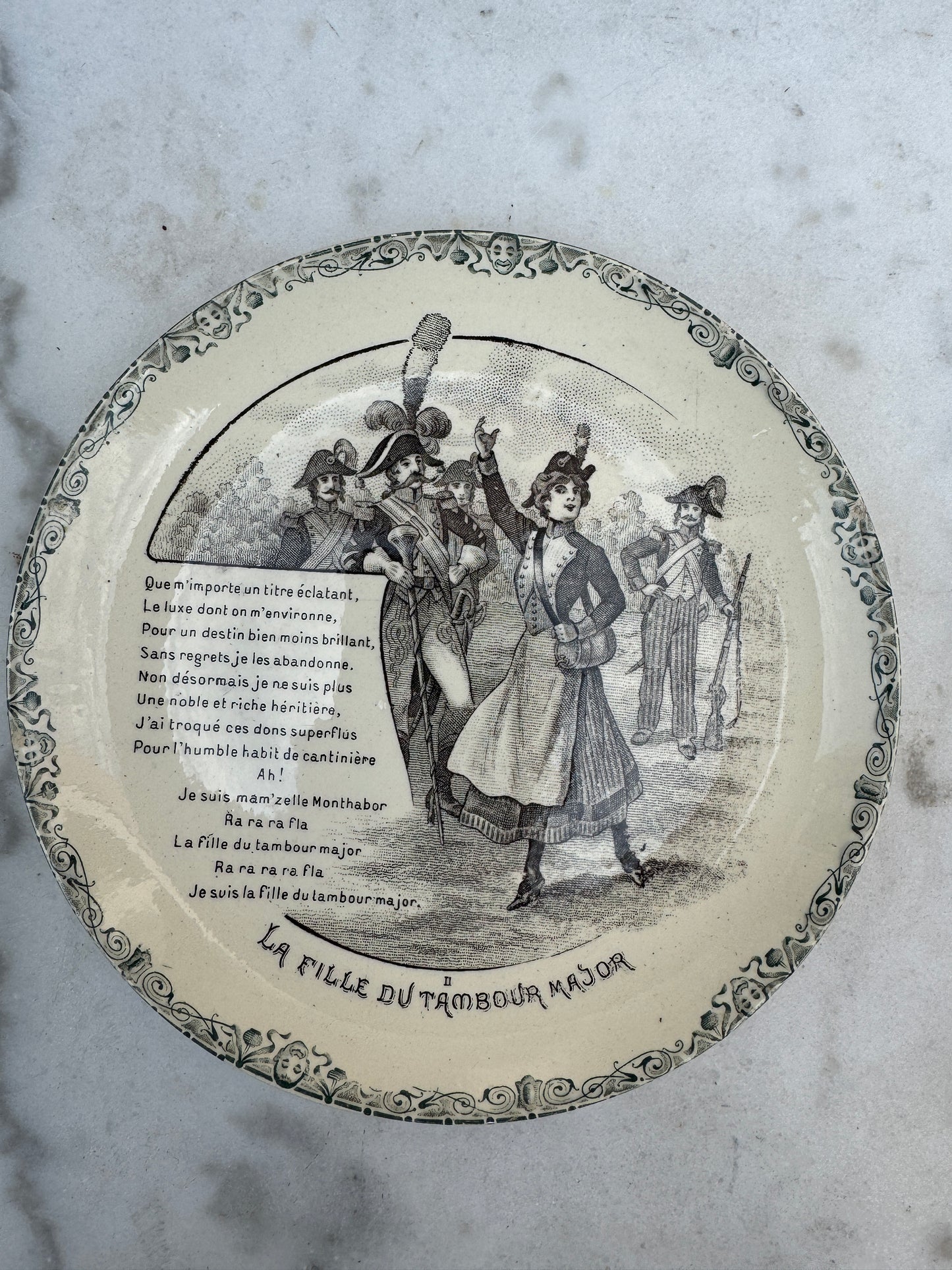 Antique French HB & Cie Terre de Fer Plate – Les Cloches de Corneville – 20 cm – Sold Individually