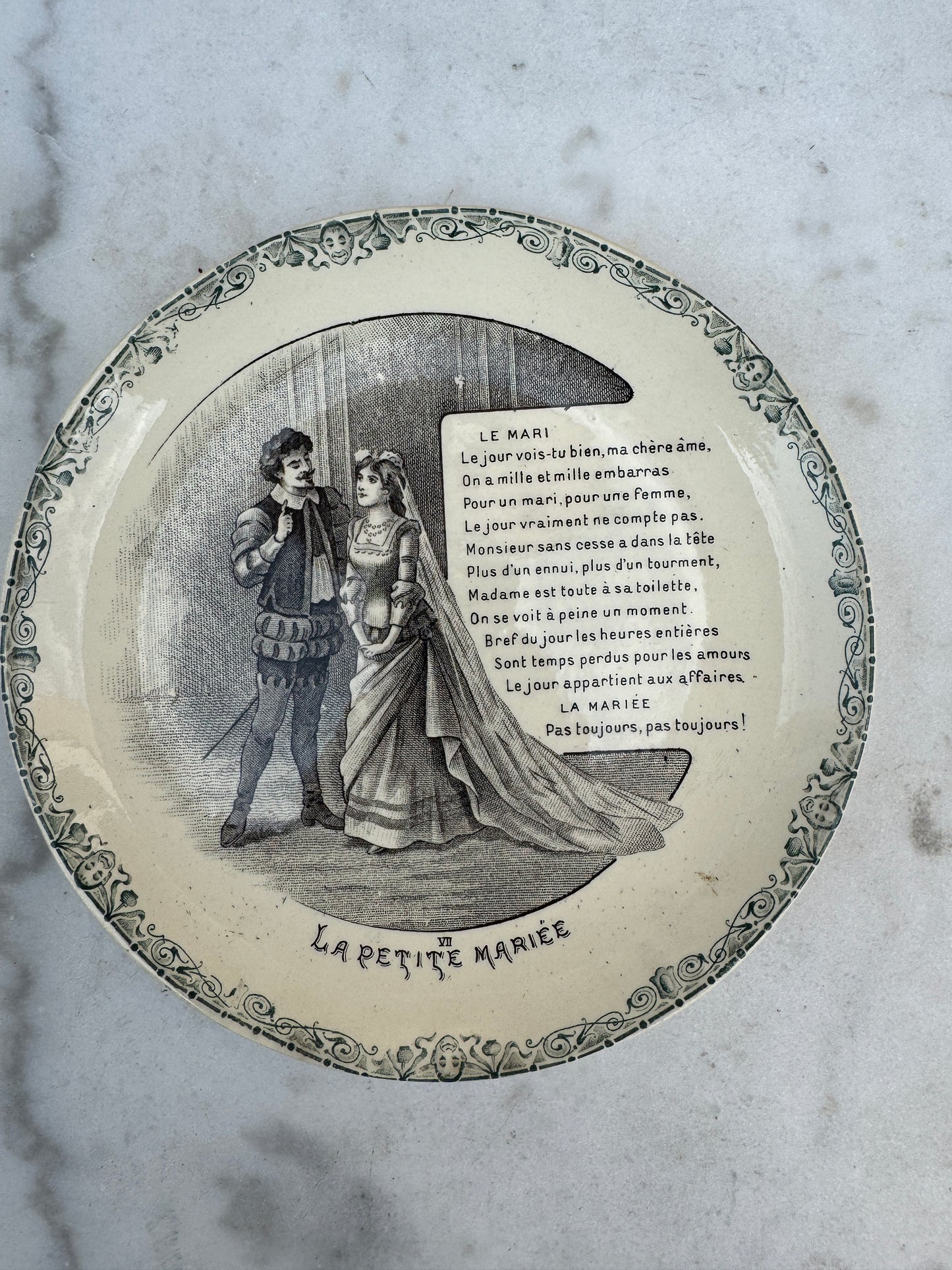 Antique French HB & Cie Terre de Fer Plate – Les Cloches de Corneville – 20 cm – Sold Individually