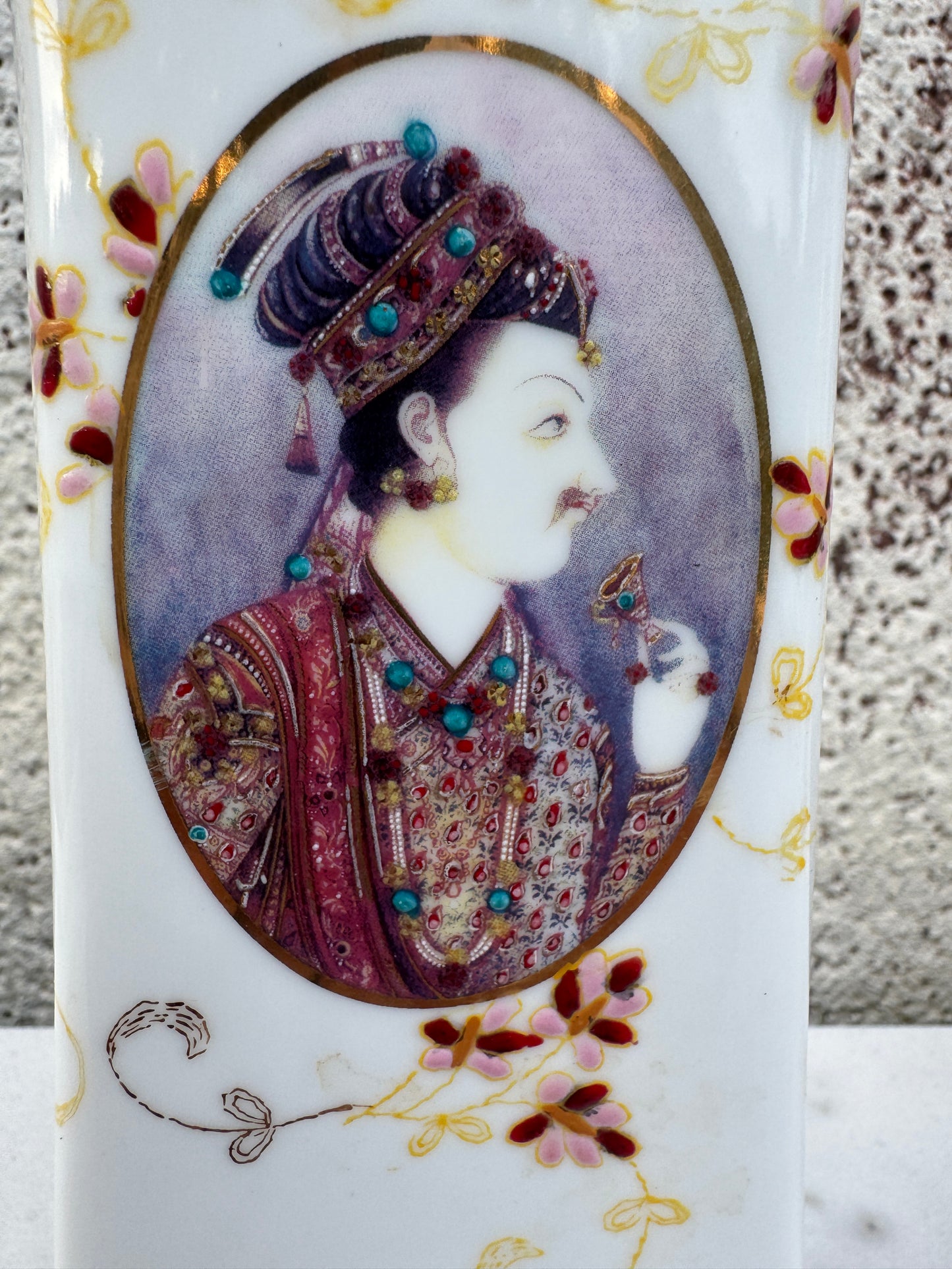 Persian-Style Porcelain Vase – Natasha Farina Paris – Enamel Portrait Decoration