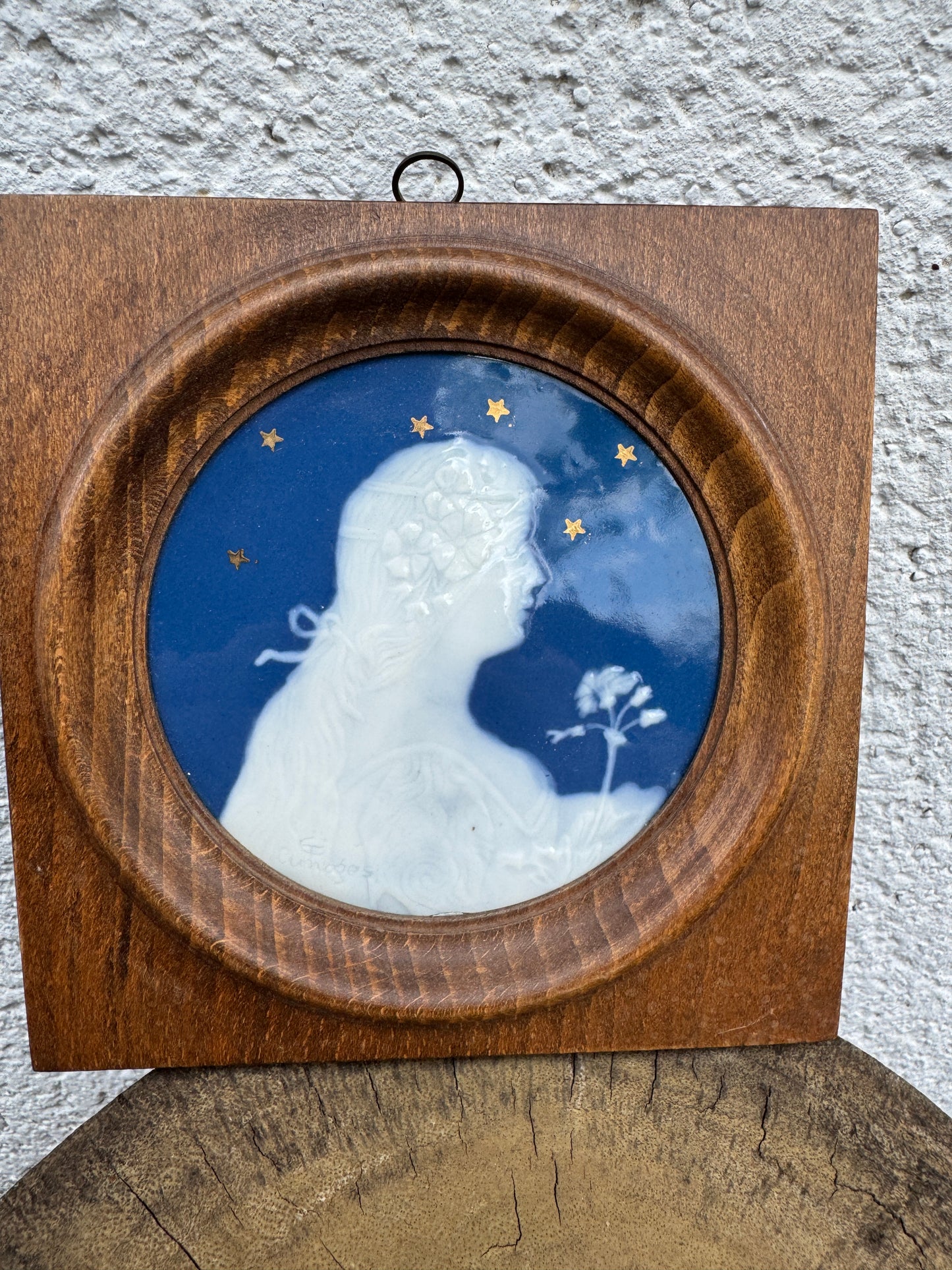 Camille Tharaud Limoges Porcelain Medallion – Art Nouveau Woman Profile, 15x15 cm