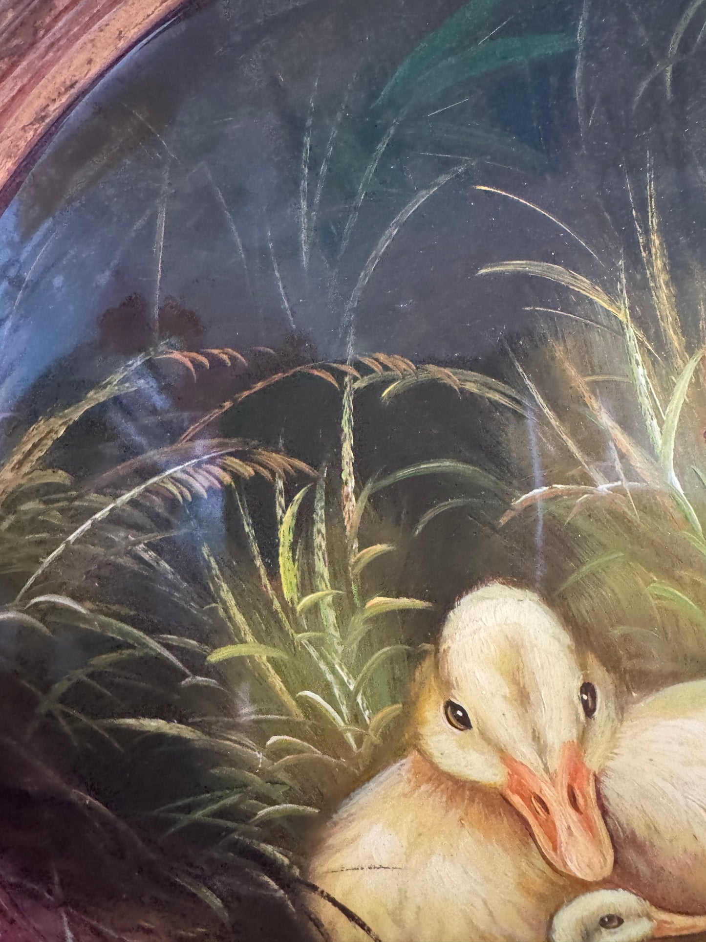 Antique Hand-Painted Duck Family Wall Plaque