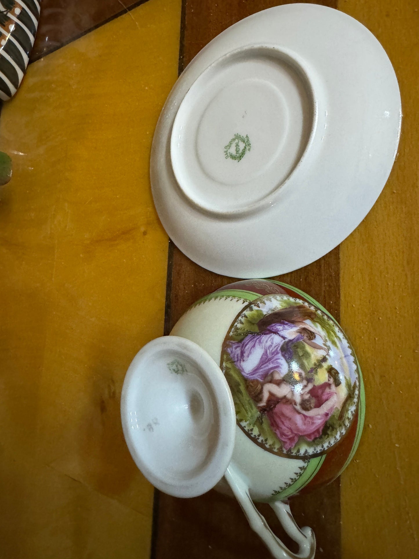 Vintage Austrian Tea Cup & Saucer – Romantic Mythological Scene