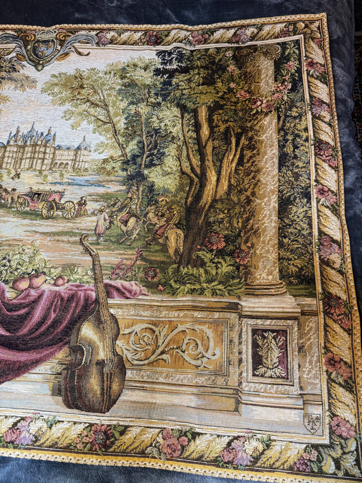 Large French Tapestry Wall Hanging - Verdure Au Château - Art de Lys, 110×150 cm