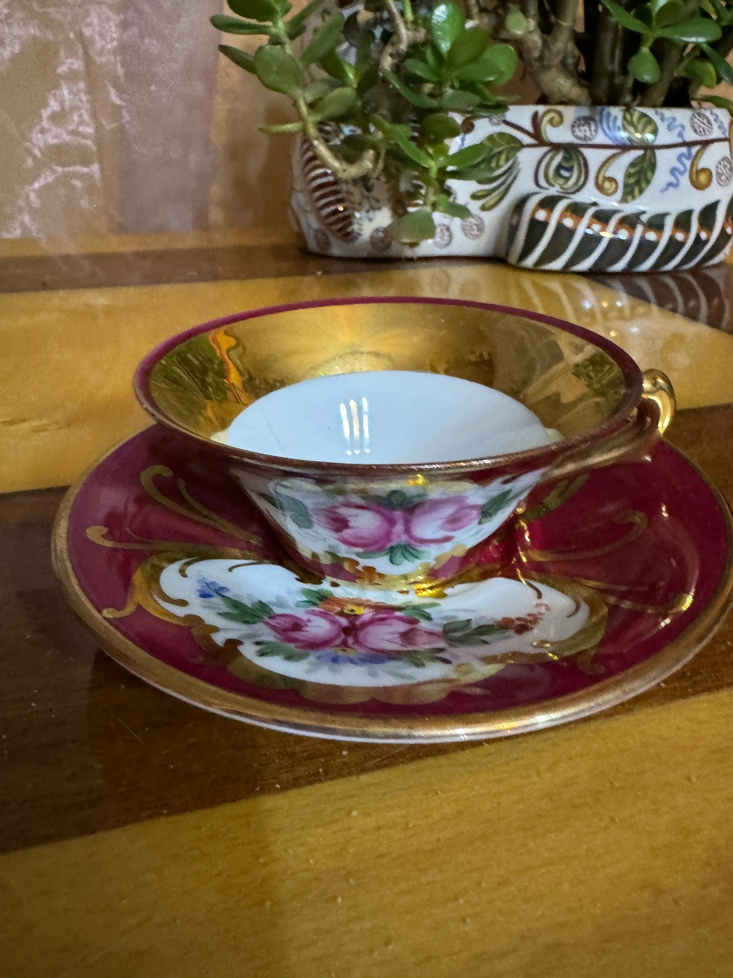 Hand Painted French Porcelain Demitasse Cup and Saucer – Nodrog – Made in France