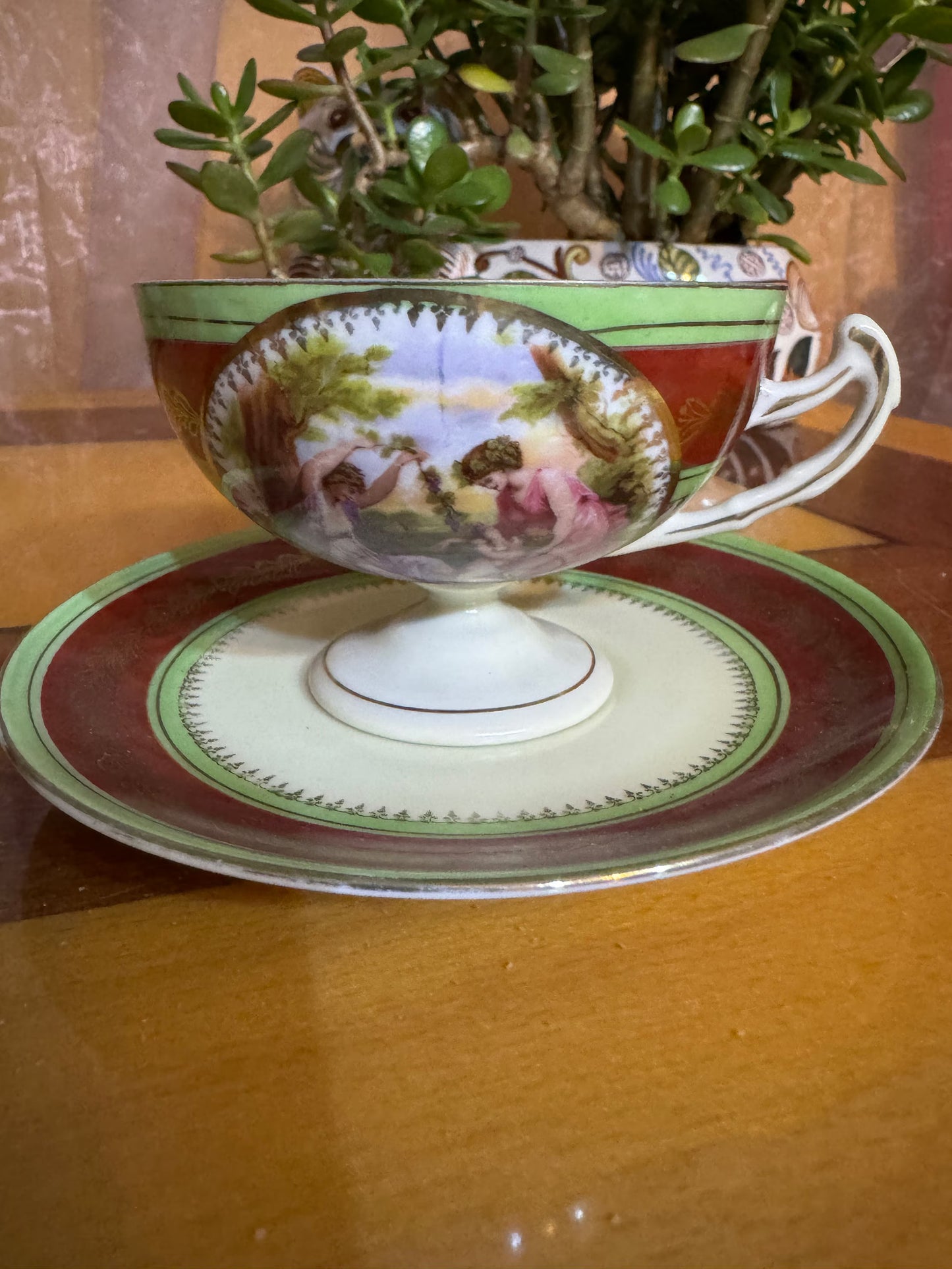 Vintage Austrian Tea Cup & Saucer – Romantic Mythological Scene