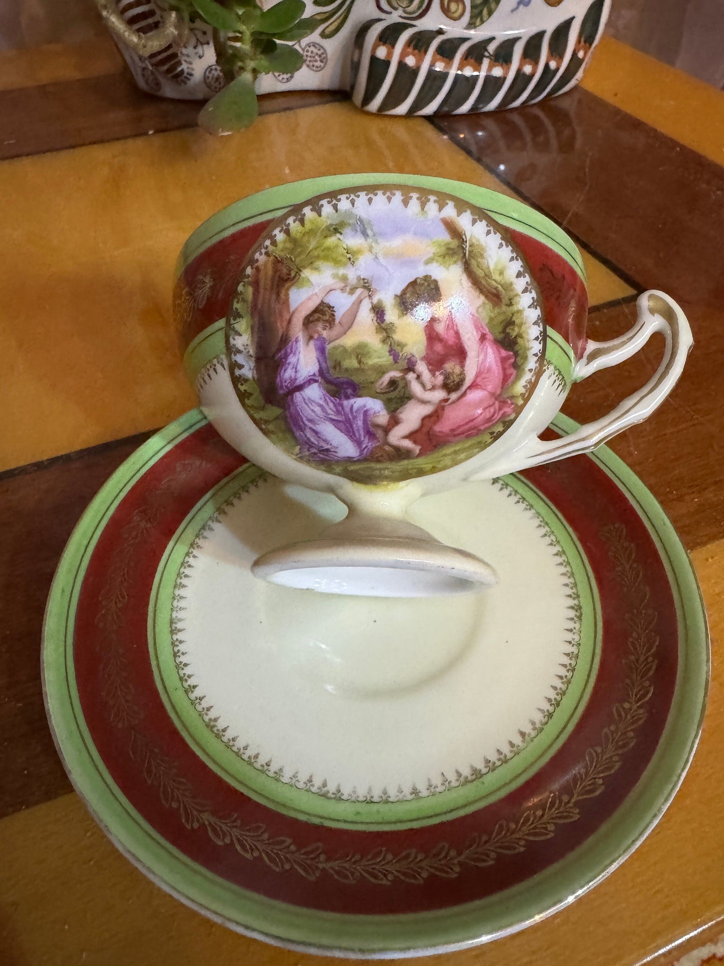 Vintage Austrian Tea Cup & Saucer – Romantic Mythological Scene