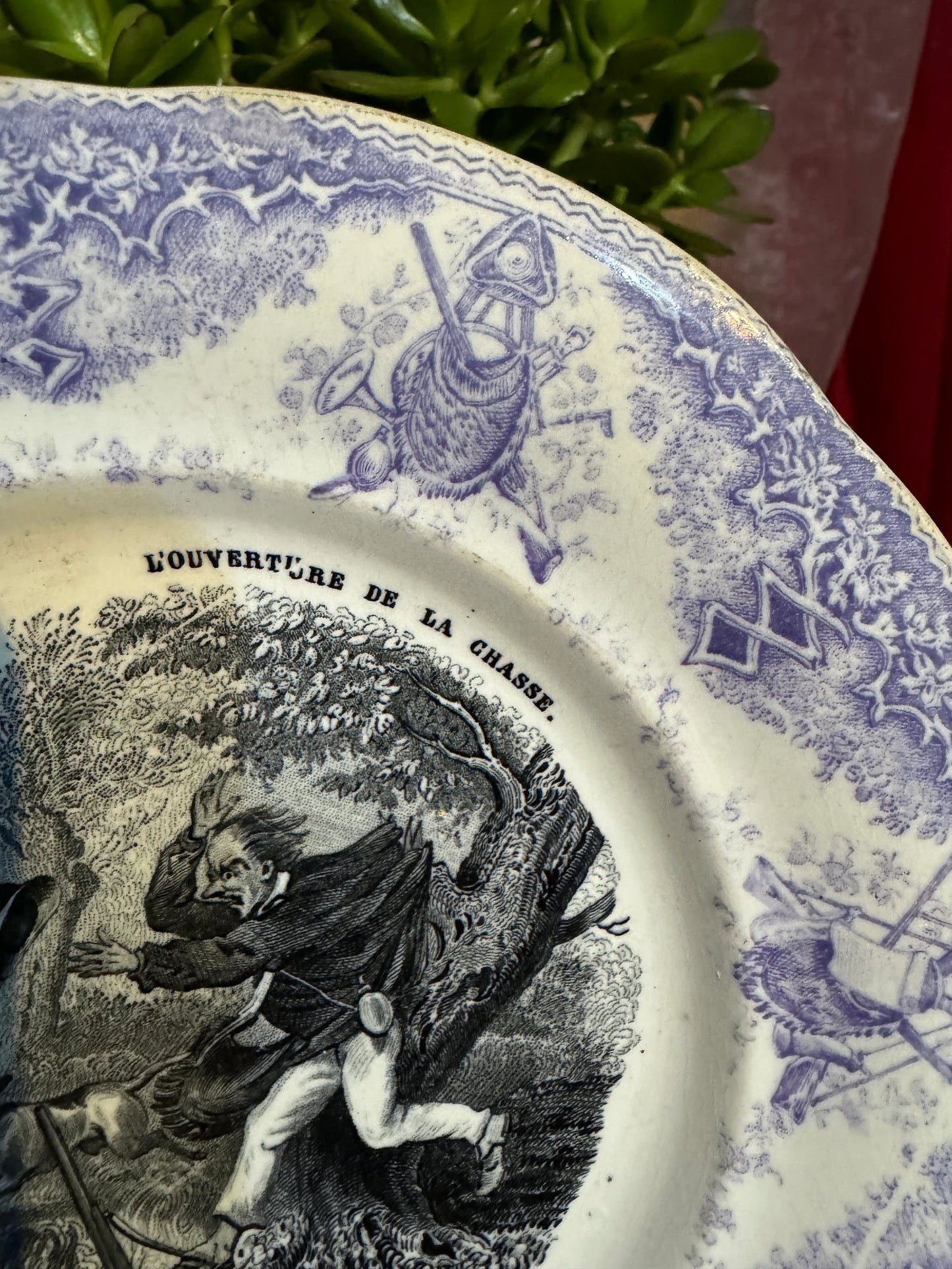 Antique French Plate – 'L’Ouverture de la Chasse' – Creil et Montereau – No.10 'Un Fier Saut!' – 19th Century
