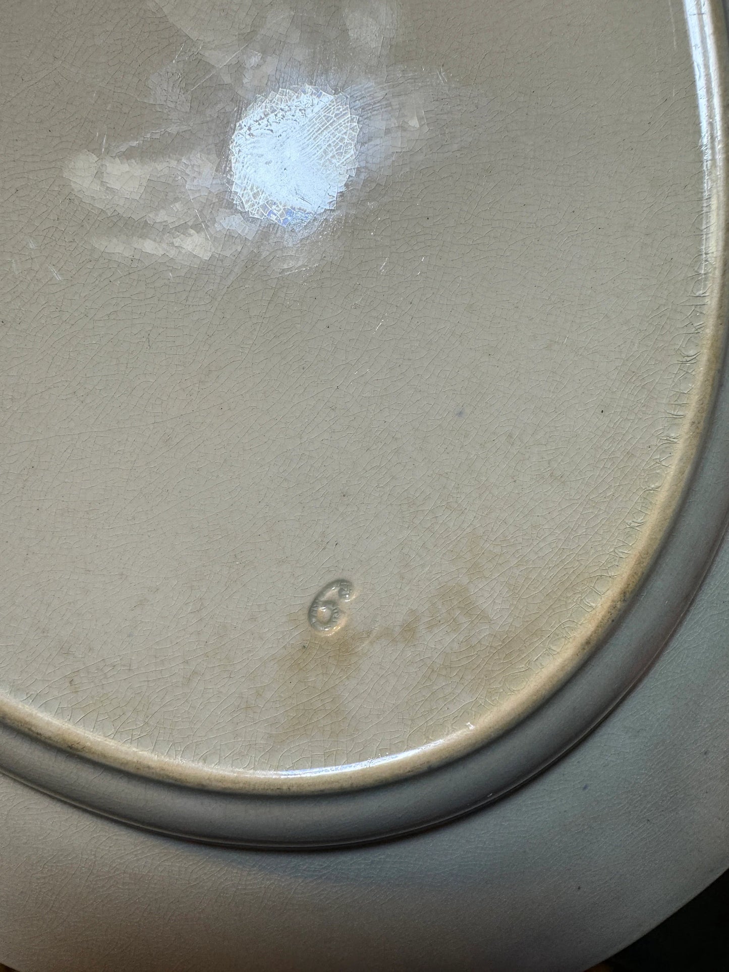 Antique French Blue Hunting Scene Platter – 19th Century Oval Faience Transferware