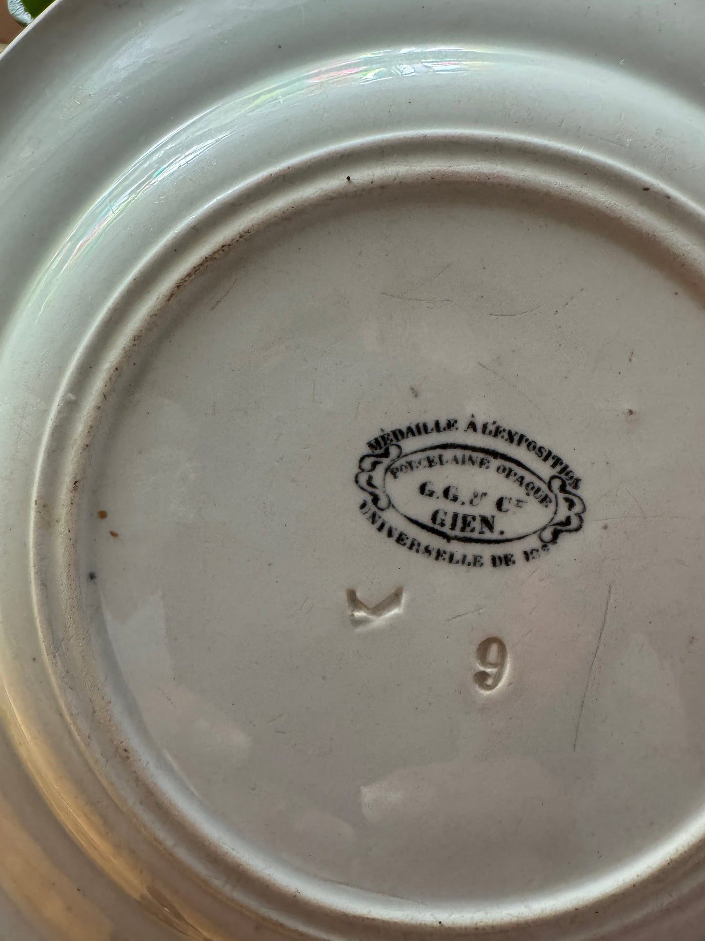Antique French Plate - 'Le Baptême' - Gien Terre de Fer