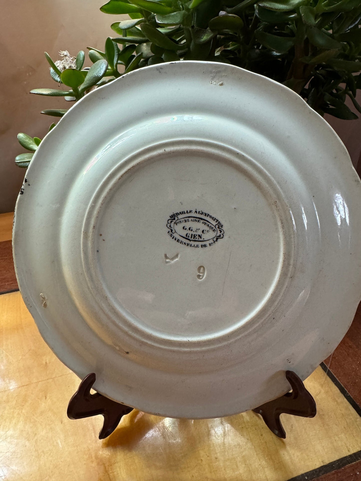 Antique French Plate - 'Le Baptême' - Gien Terre de Fer