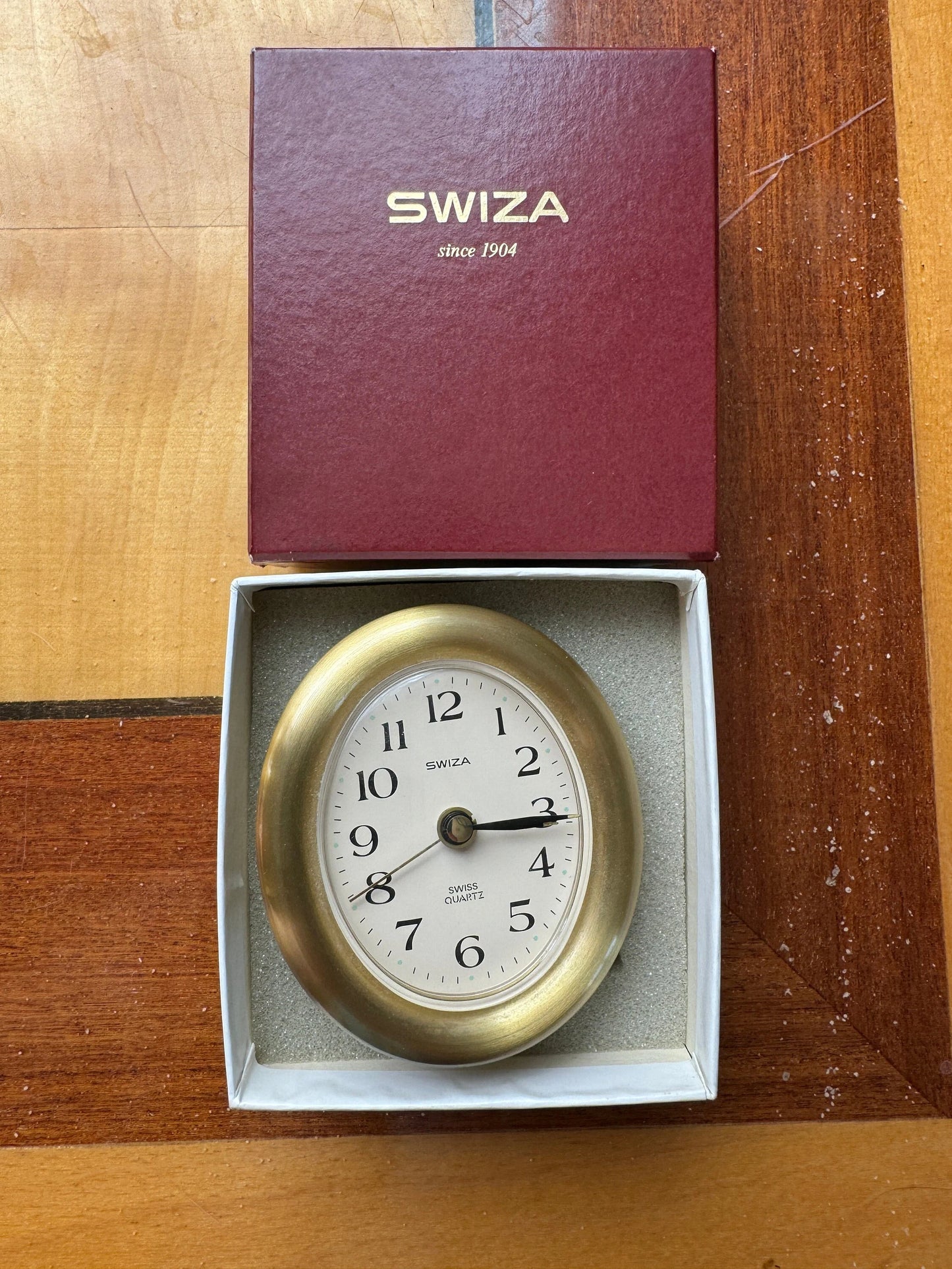 SWIZA Swiss Brass Alarm Clock – New Old Stock in Box, Swiss Precision, Luxury Gift, 1994