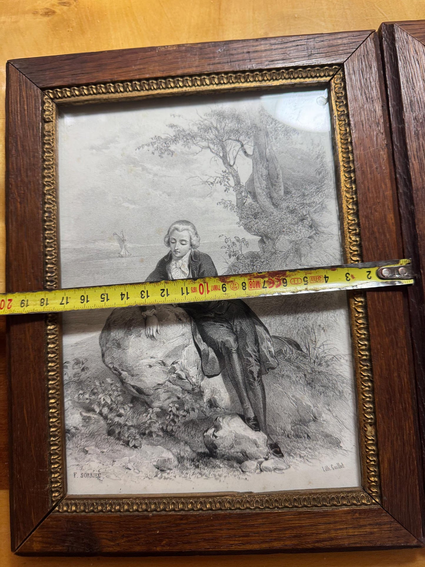 Antique Lithograph Pair by Frédéric Sorrieu – 19th Century French Romantic Art – Framed
