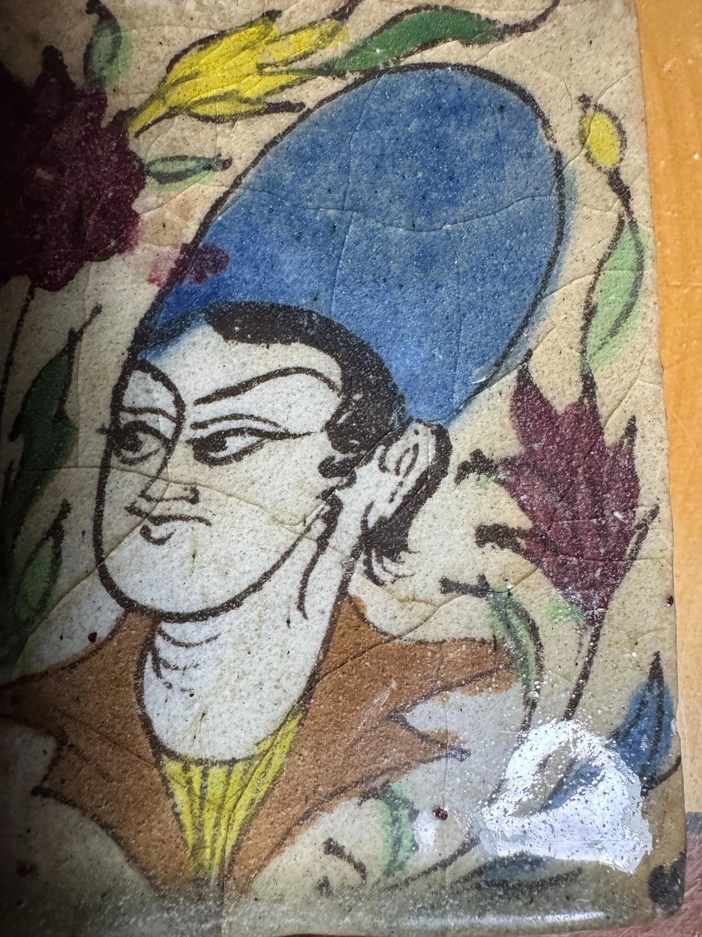 Vintage Hand-Painted Ceramic Bottle – Persian Style