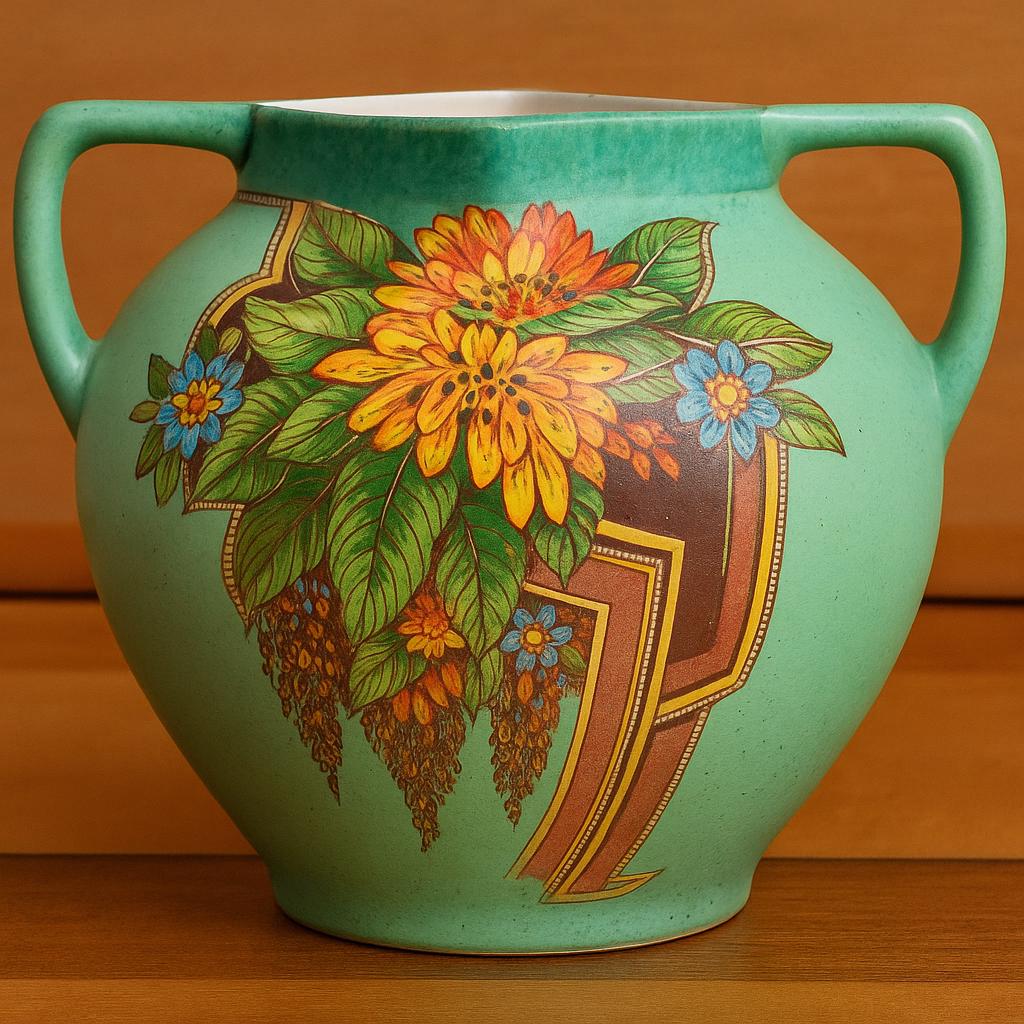 Vintage Art Deco Vase – Made in England – Floral Design – ca. 1920–1935