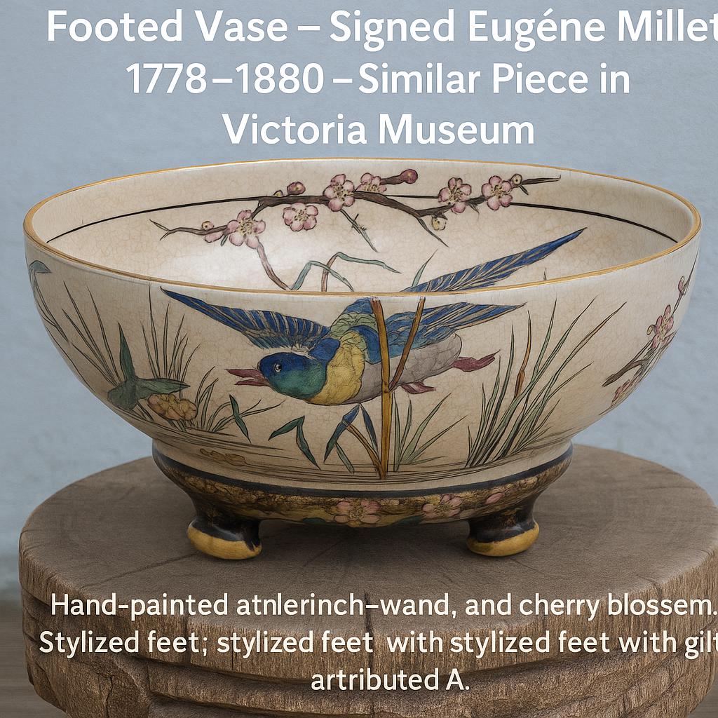 Rare Footed Vase by Jules Vieillard & Cie, Signed Eugène Millet (1778–1880)