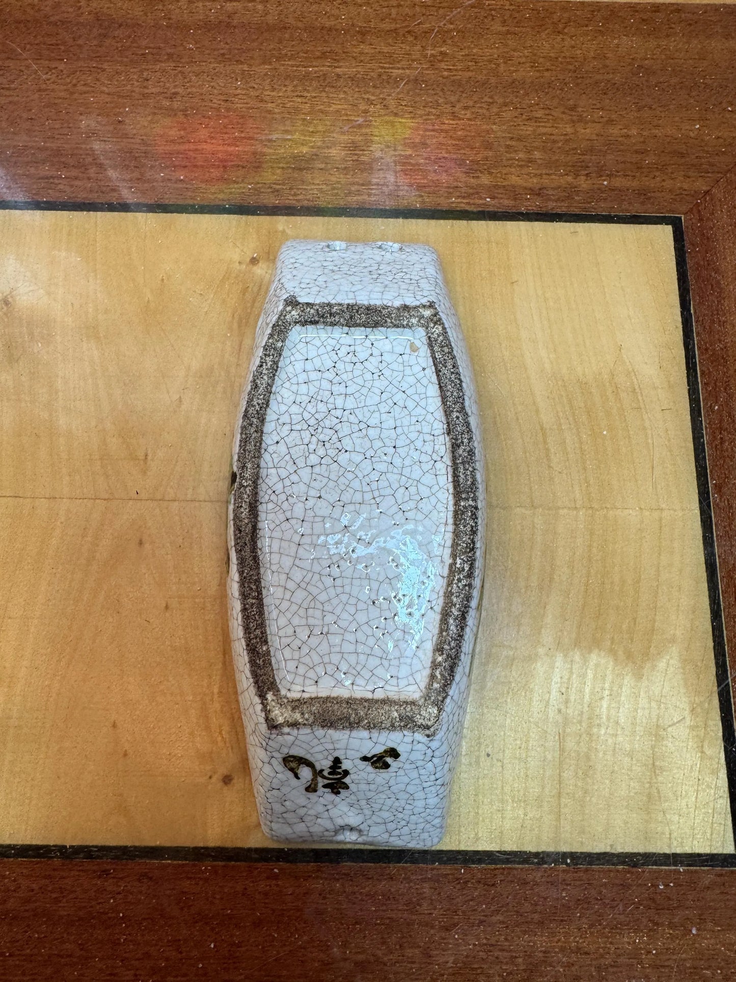 Antique Japanese Wall Pocket Vase – Meiji Era with Bird & Floral Design