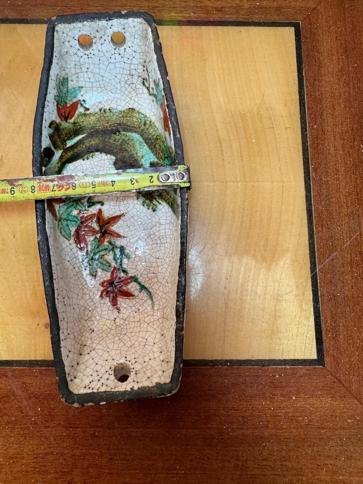 Antique Japanese Wall Pocket Vase – Meiji Era with Bird & Floral Design