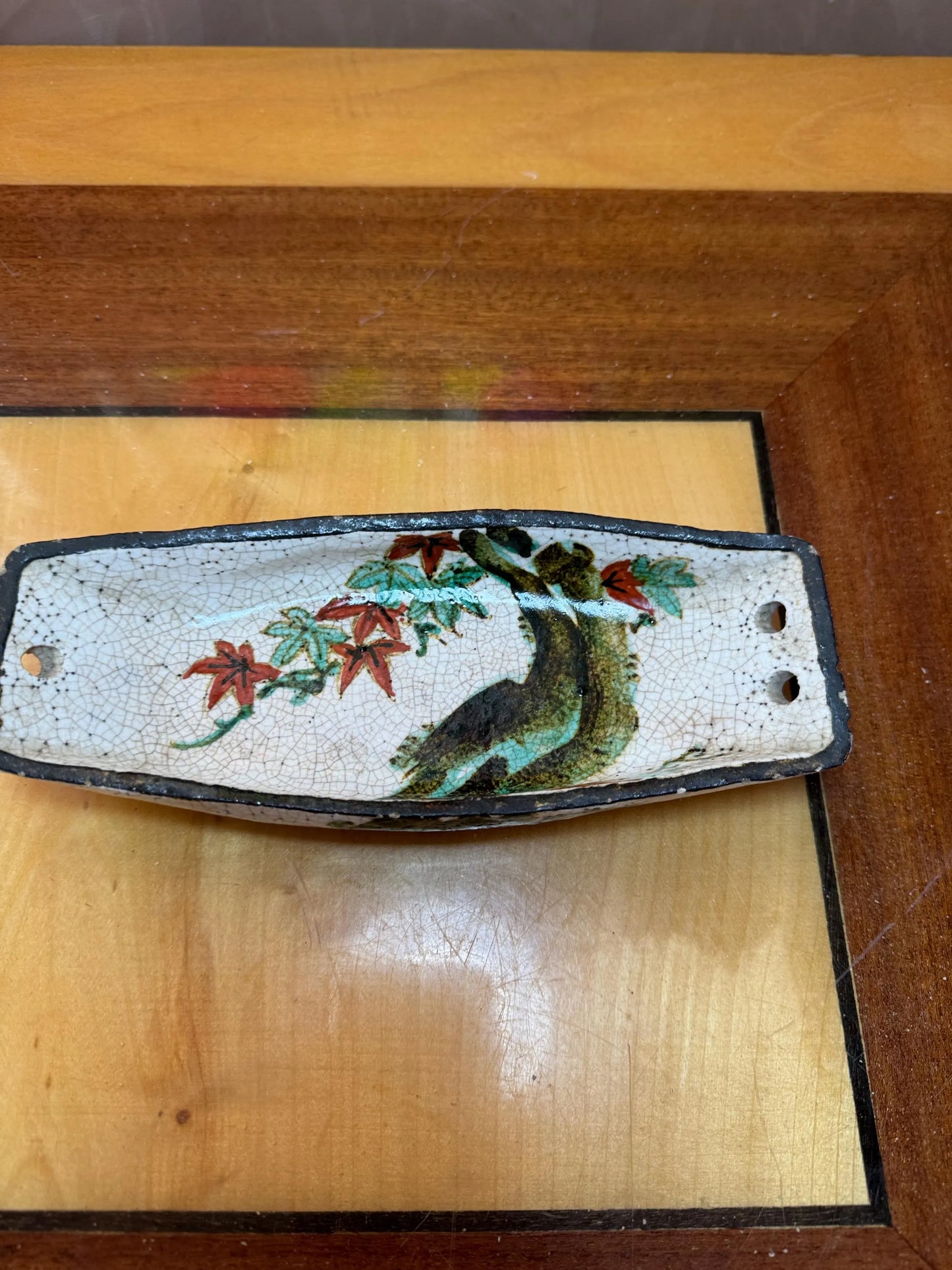 Antique Japanese Wall Pocket Vase – Meiji Era with Bird & Floral Design