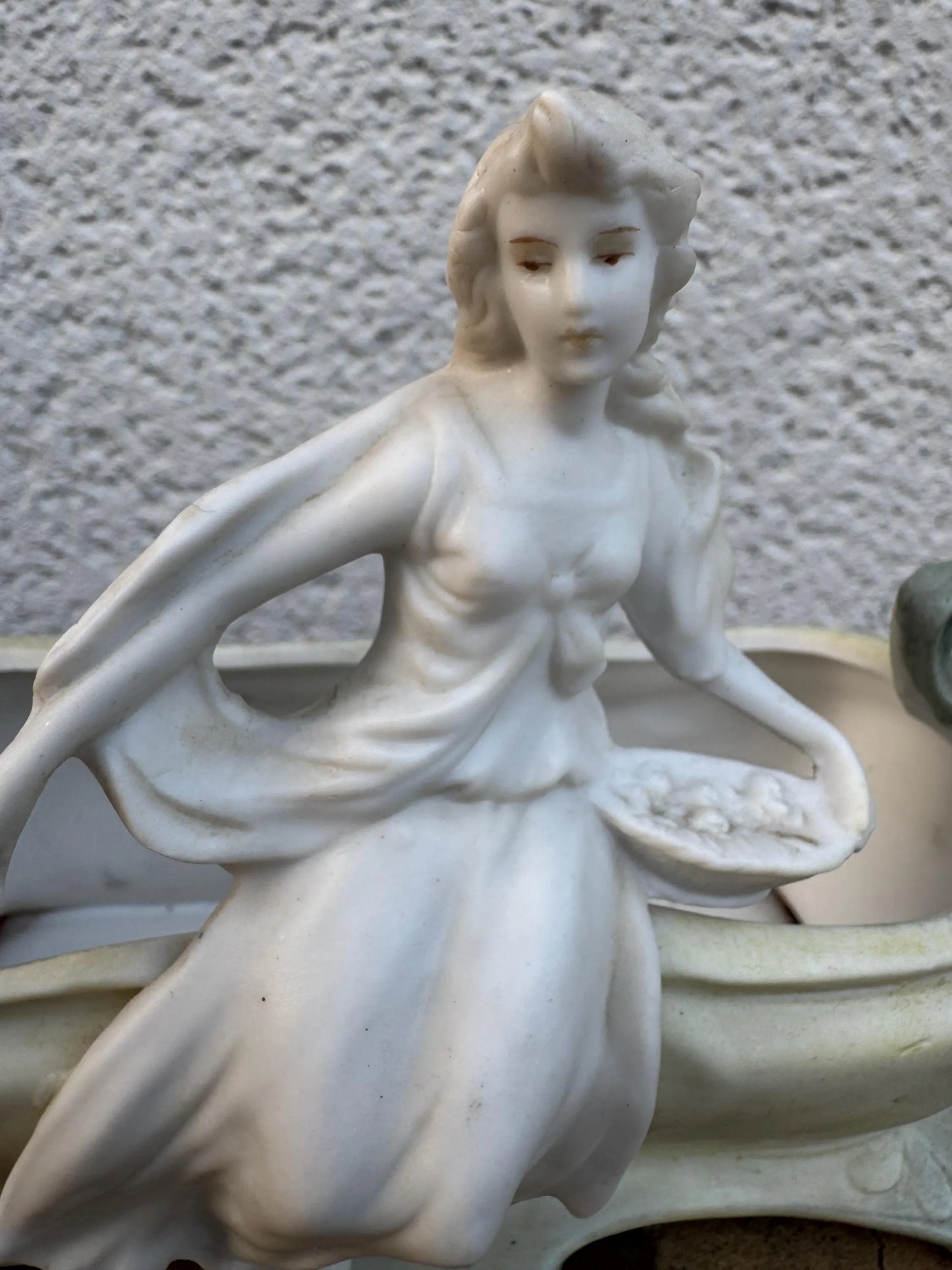 Antique German Art Nouveau Bisque Porcelain Planter with Lady Figurine – c. 1900