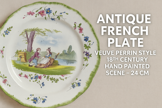 Antique French Plate – Veuve Perrin Style – Rococo Hand-Painted Scene