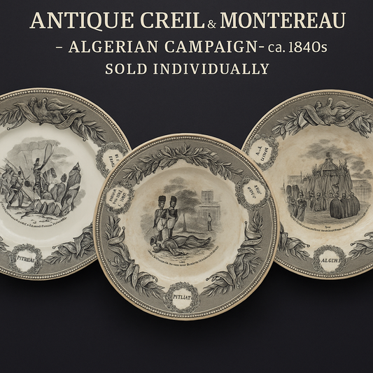 Antique Creil et Montereau Transferware Plates – Algerian Campaign – ca. 1840s – Sold Individually
