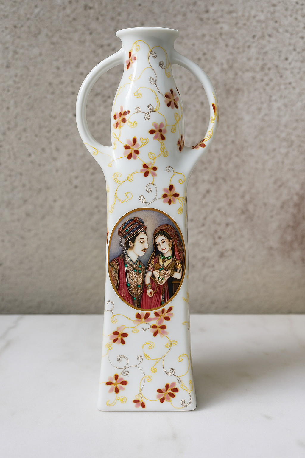 Persian-Style Porcelain Vase – Natasha Farina Paris – Enamel Portrait Decoration