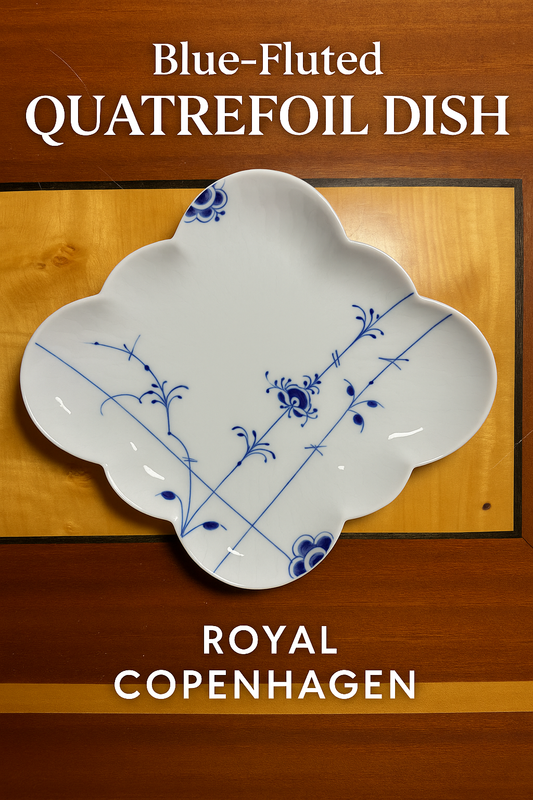 Royal Copenhagen Blue Fluted Quatrefoil Dish – Handpainted Porcelain with Original Box