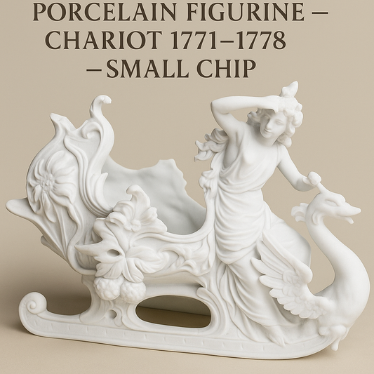 Antique Art Nouveau Bisque Porcelain Sleigh with Lady and Swan – Continental 19th Century Sculpture – SB 2677