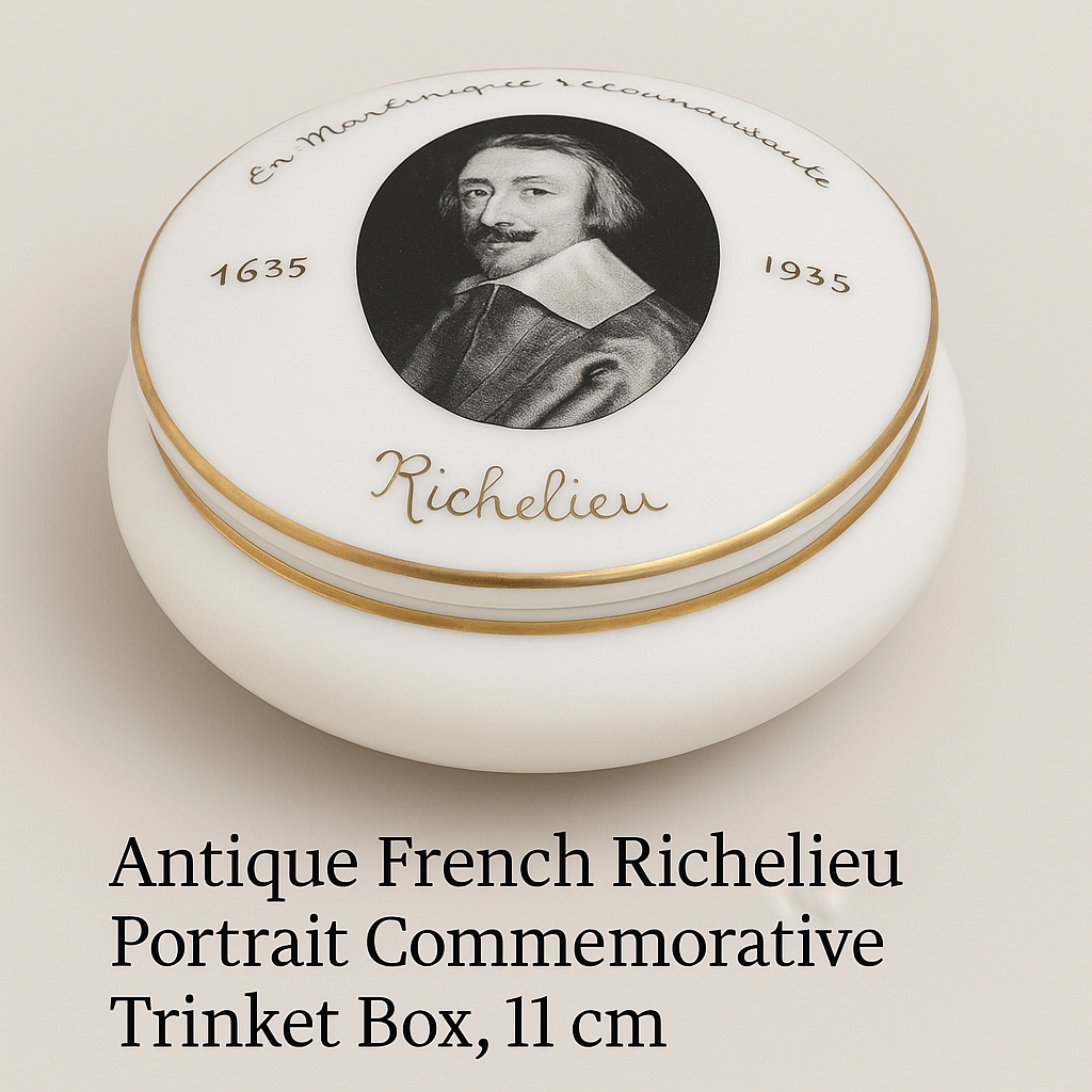 Vintage Limoges Porcelain Box Richelieu Commemorative 1935